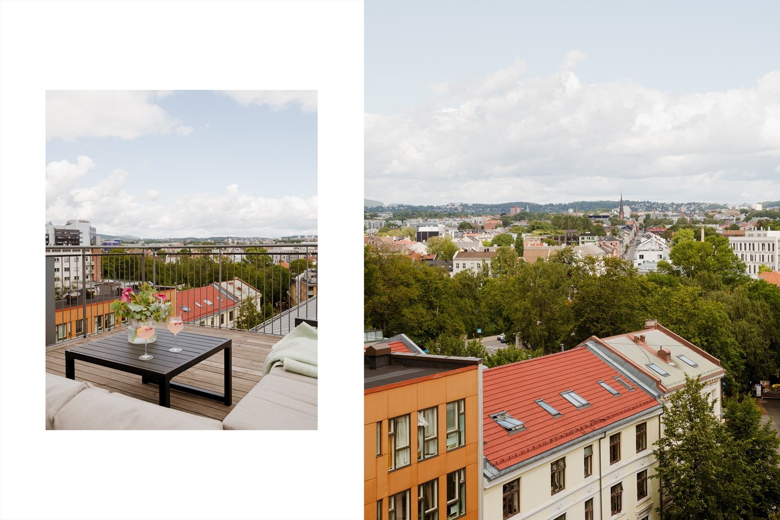 Heisen tar deg rett opp til en nydelig felles takterrasse med panoramautsikt over Oslo. Perfekt for varme sommerdager eller sammenkomster med venner. Galleribilde