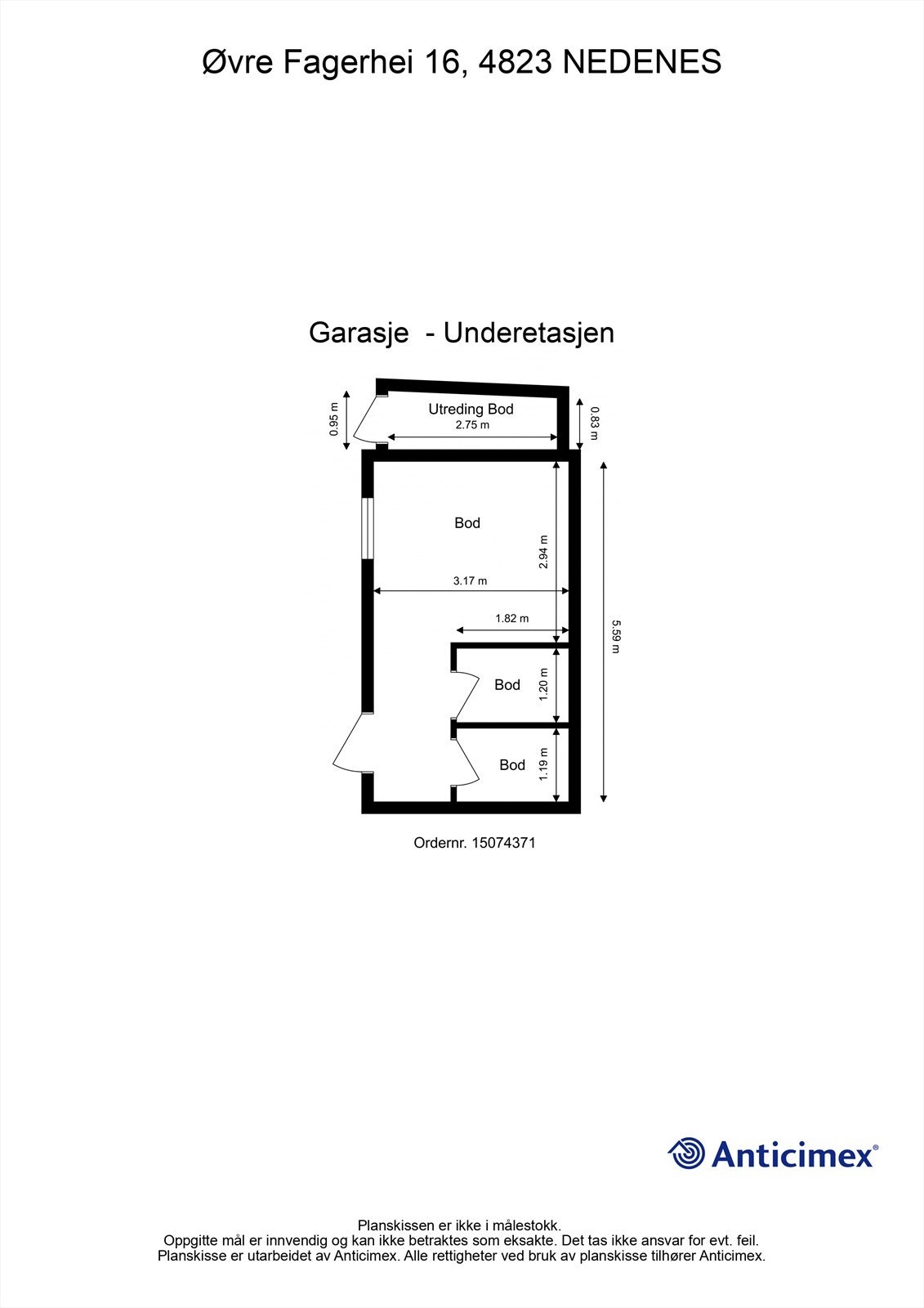 Plantegning-garasje underetasjen Galleribilde