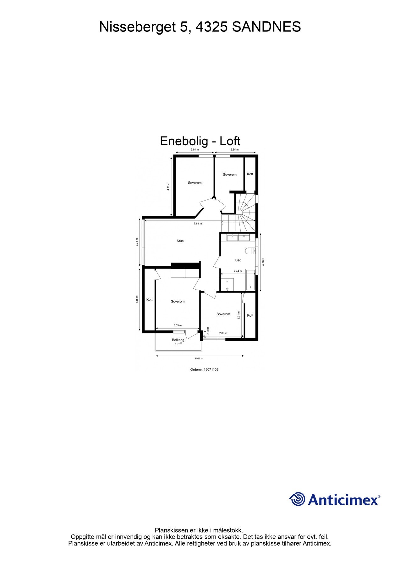 2. Etasje. Plantegning kan avvike fra de faktiske forhold Galleribilde