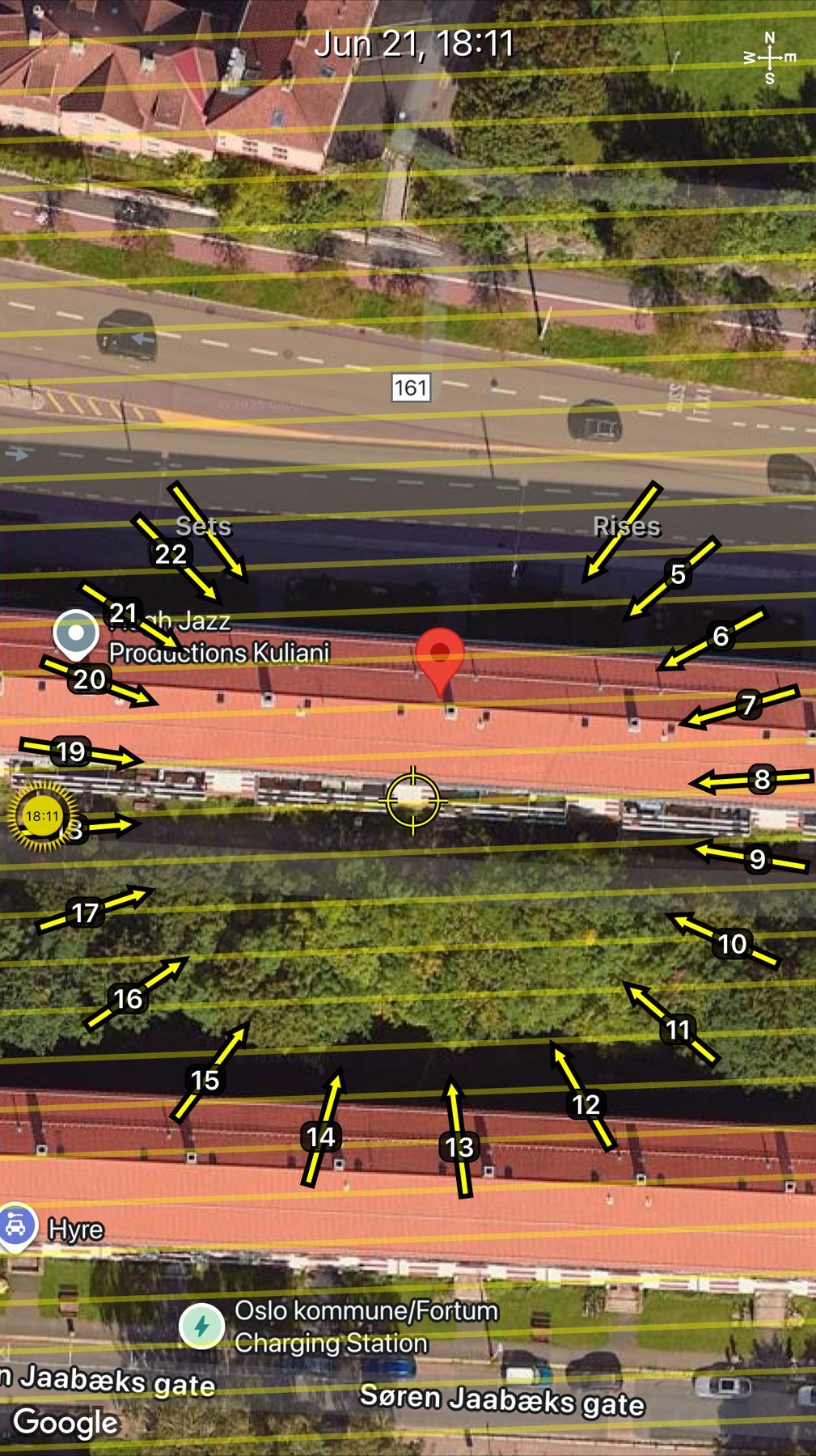 Solkart som viser solens bane på sommerstid. Galleribilde