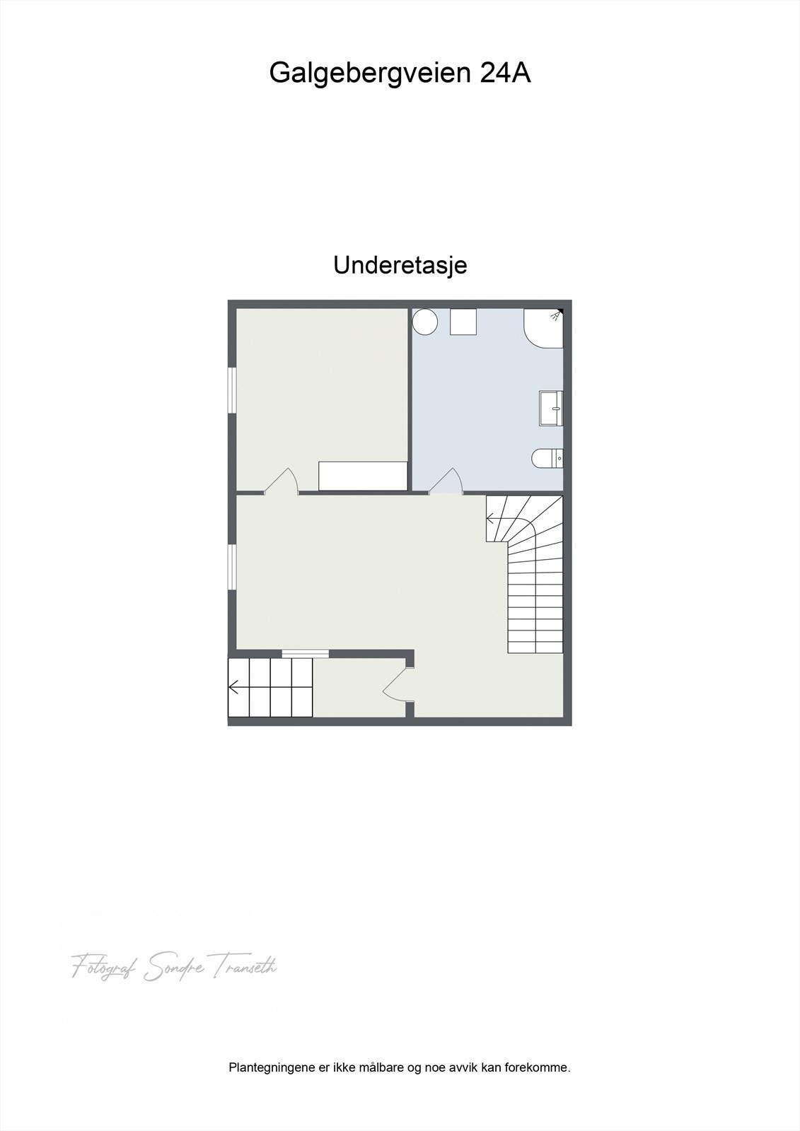 Planløsning: stue, soverom nr. 3, samt bad/vaskerom. Galleribilde