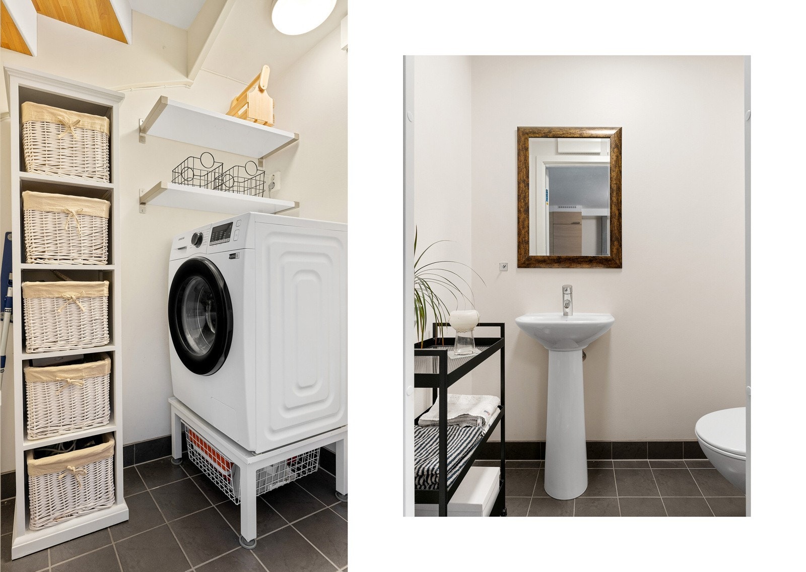 Hovedetasjen rommer også et praktisk toalettrom og vaskerom/bod med gulvsluk og flislagt gulv. Galleribilde