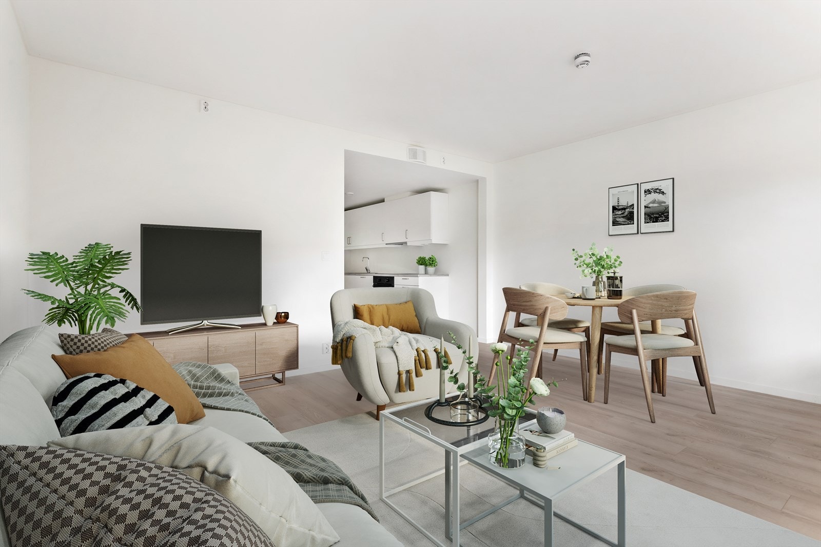 Illustrasjonsbilde - digital styling av stue Galleribilde