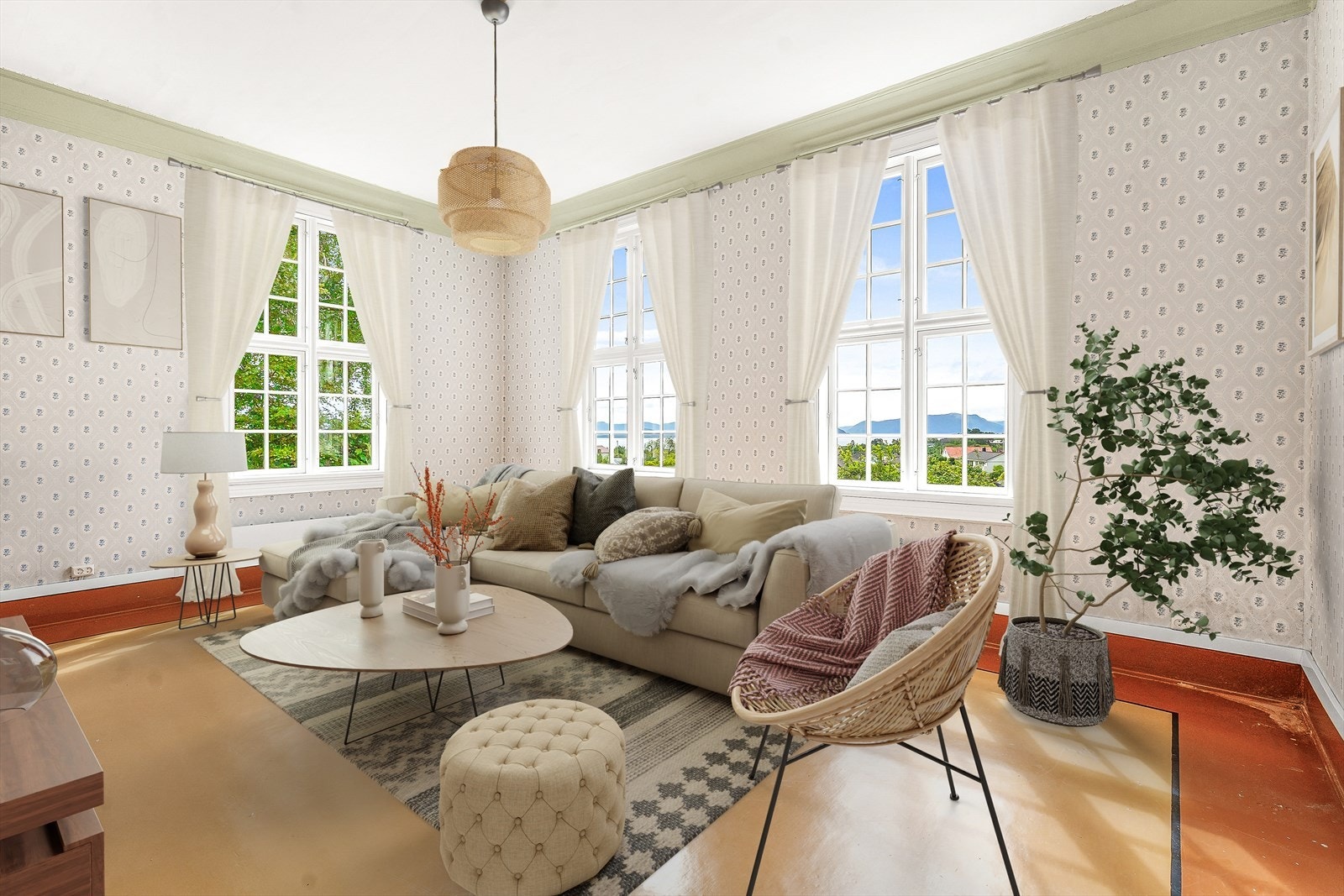 3D illustrert møblering i stue 3 Galleribilde