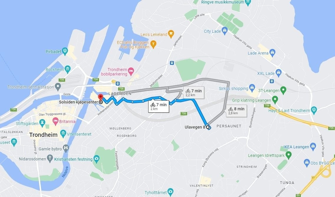 Sykkelavstand fra leiligheten til Solsiden Galleribilde
