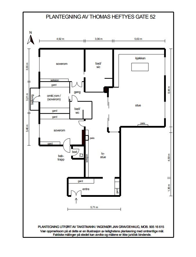 Plantegning Thomas Heftyes gate 52. Galleribilde