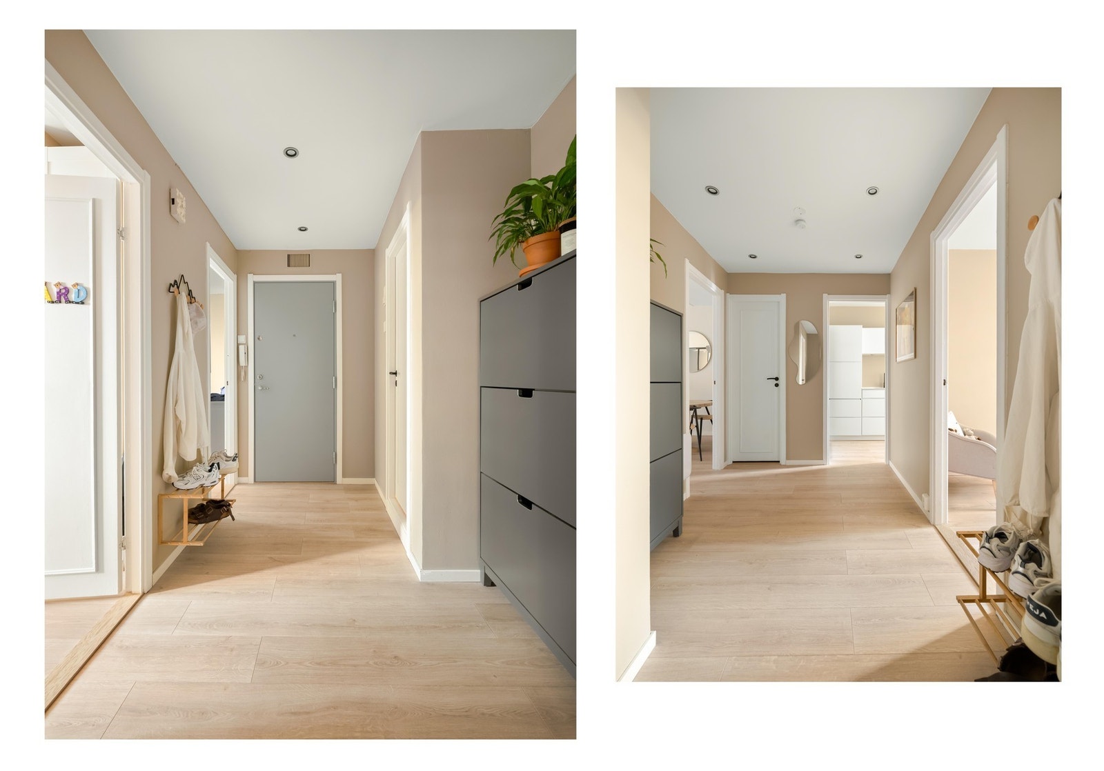 Entreen er romslig med skoskap og knagger til yttertøy. Fra entreen finner vi øvrige soverom, toalettrommet og dusjbadet. Galleribilde