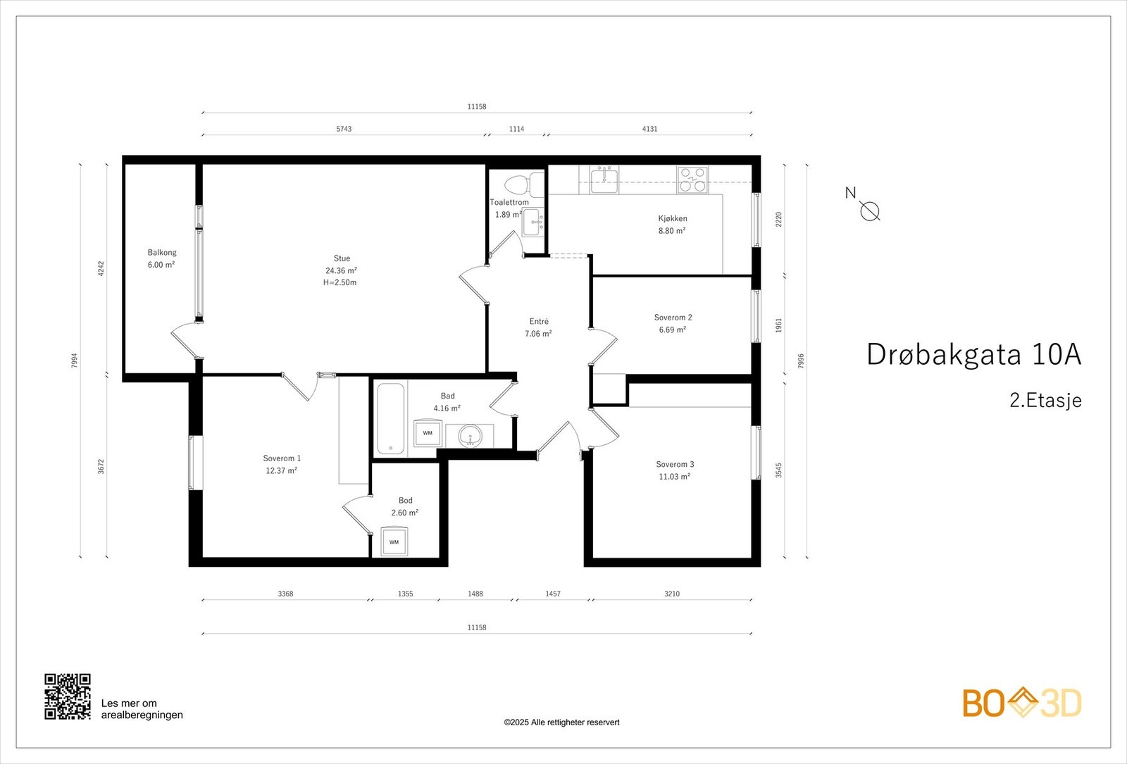 Før vi blar videre ser vi litt nærmere på leilighetens planskisse, slik at du får orientert deg litt. I tillegg til innvendig areal, disponerer leiligheten en kjellerbod på 5 kvm. Galleribilde
