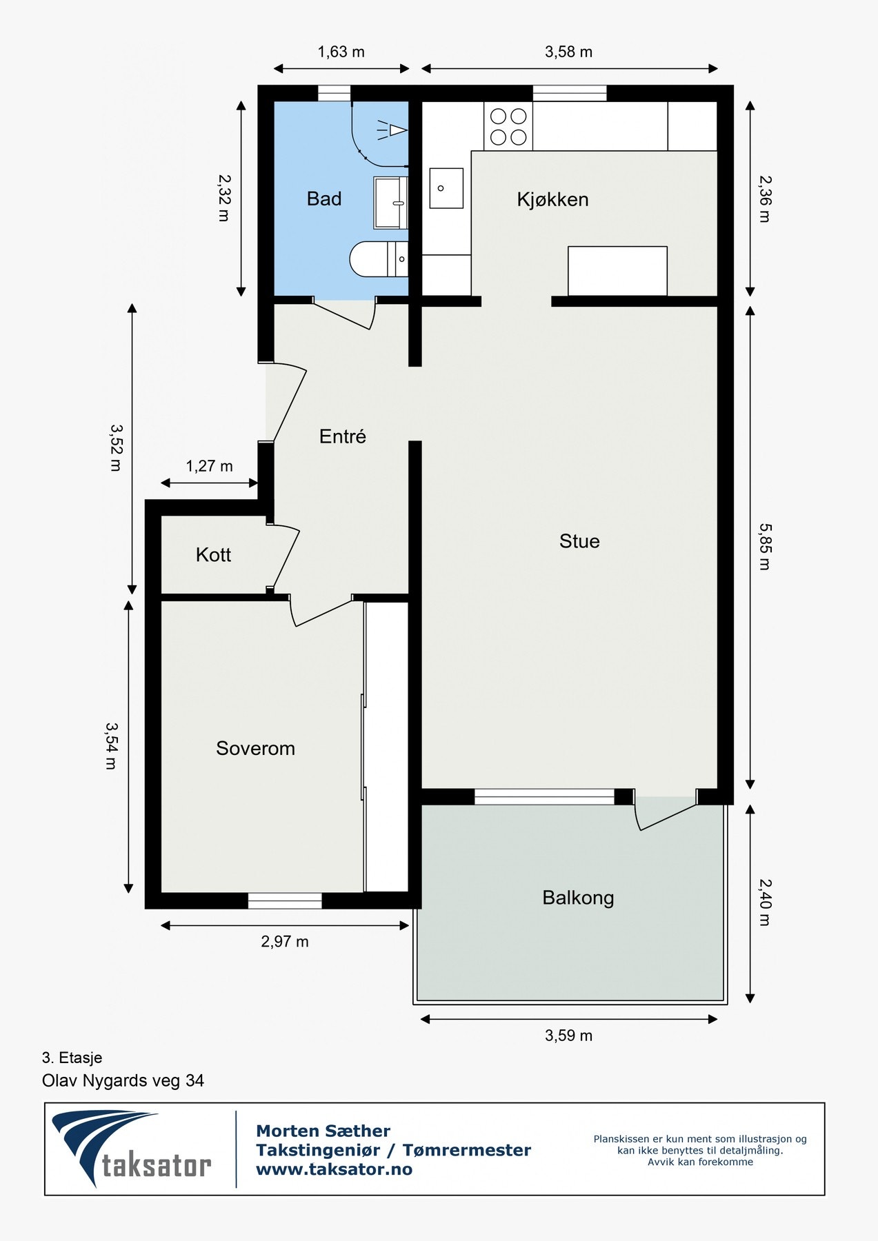 Planskisse - Leiligheten disponerer en kjellerbod på ca. 6 m². Galleribilde