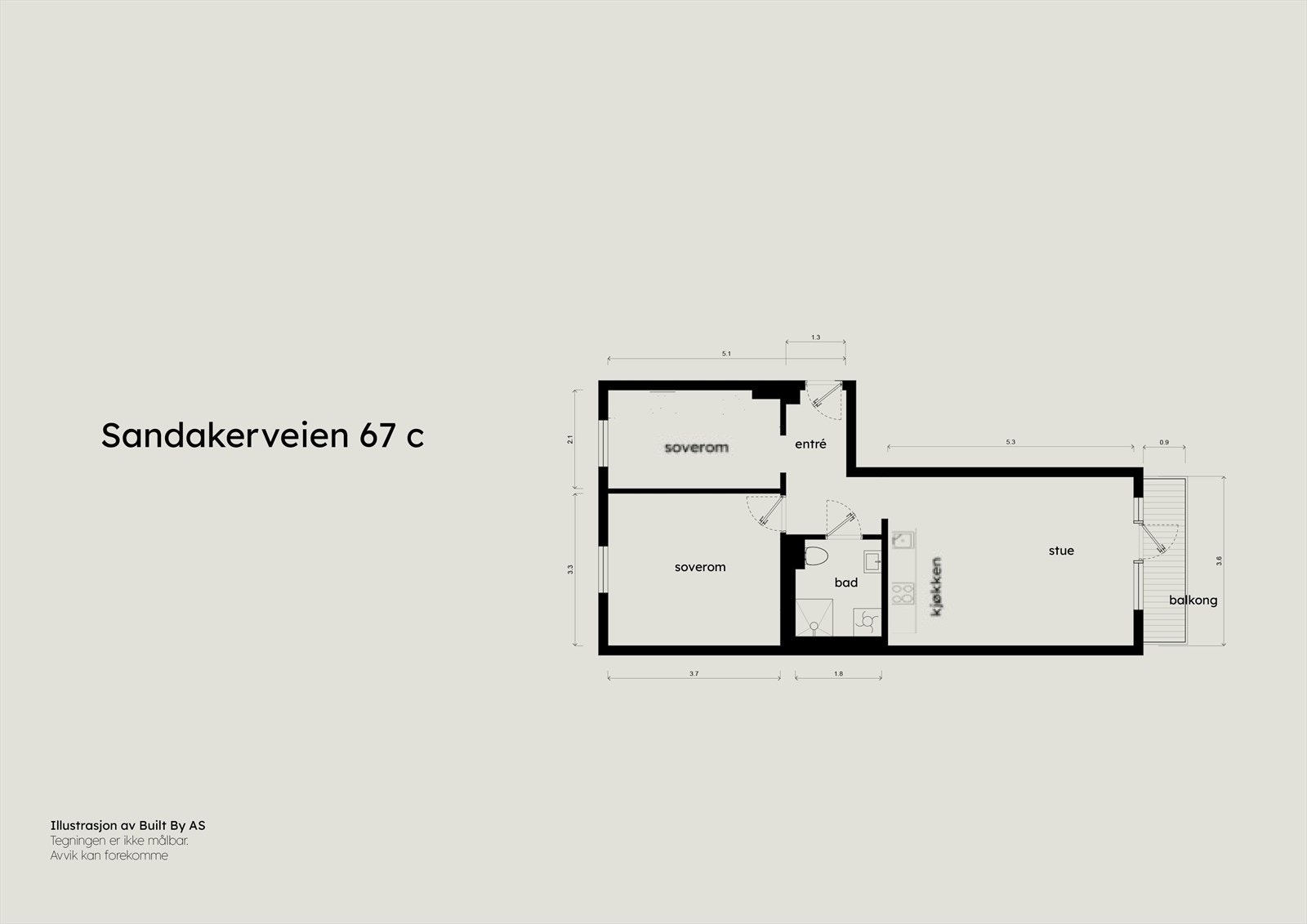Alternativ planskisse 3-roms Galleribilde