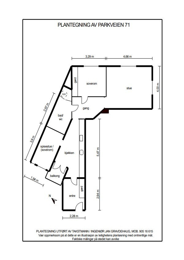 Planskisse Parkveien 71B. Galleribilde
