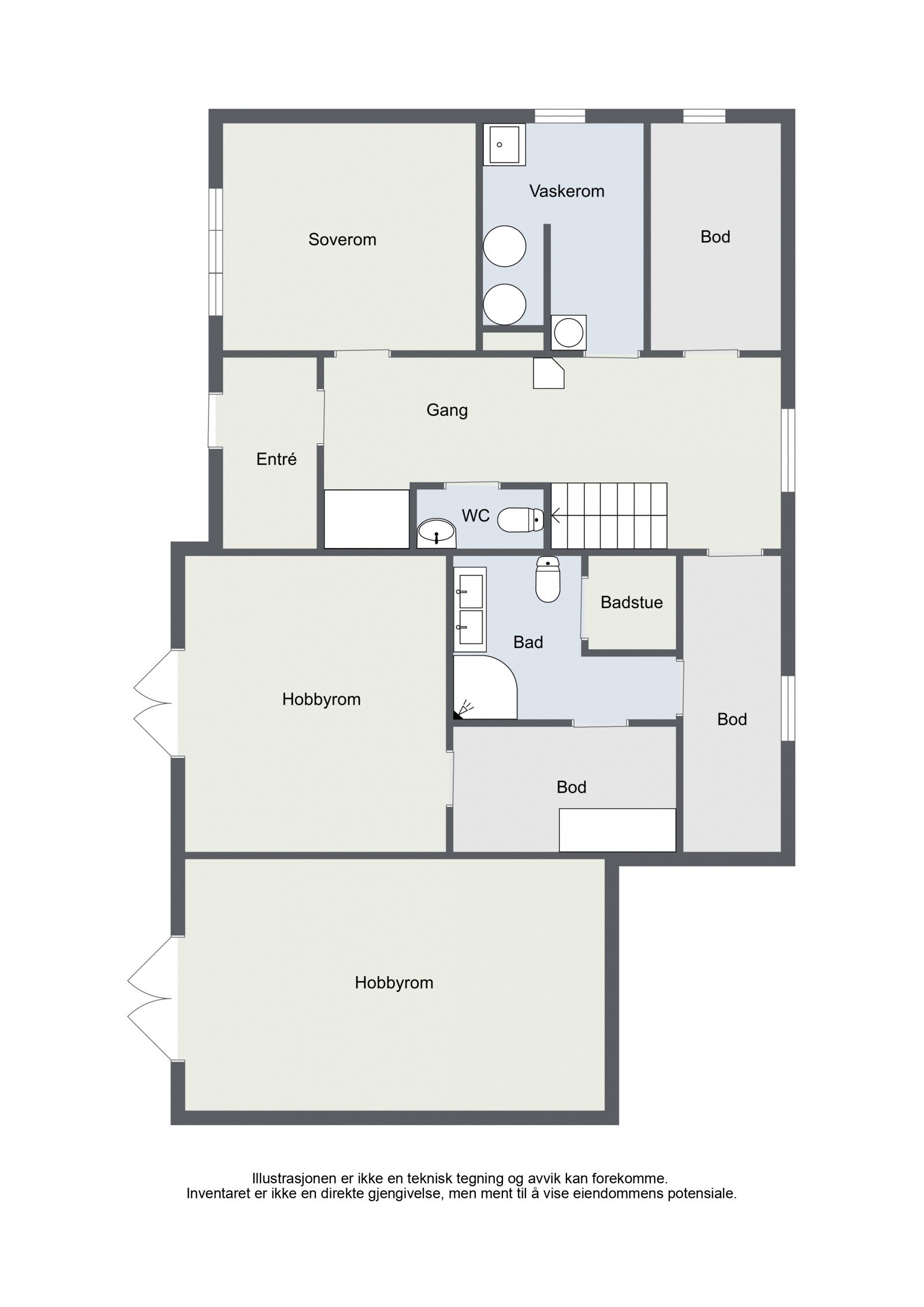 Plantegning underetasje. Galleribilde