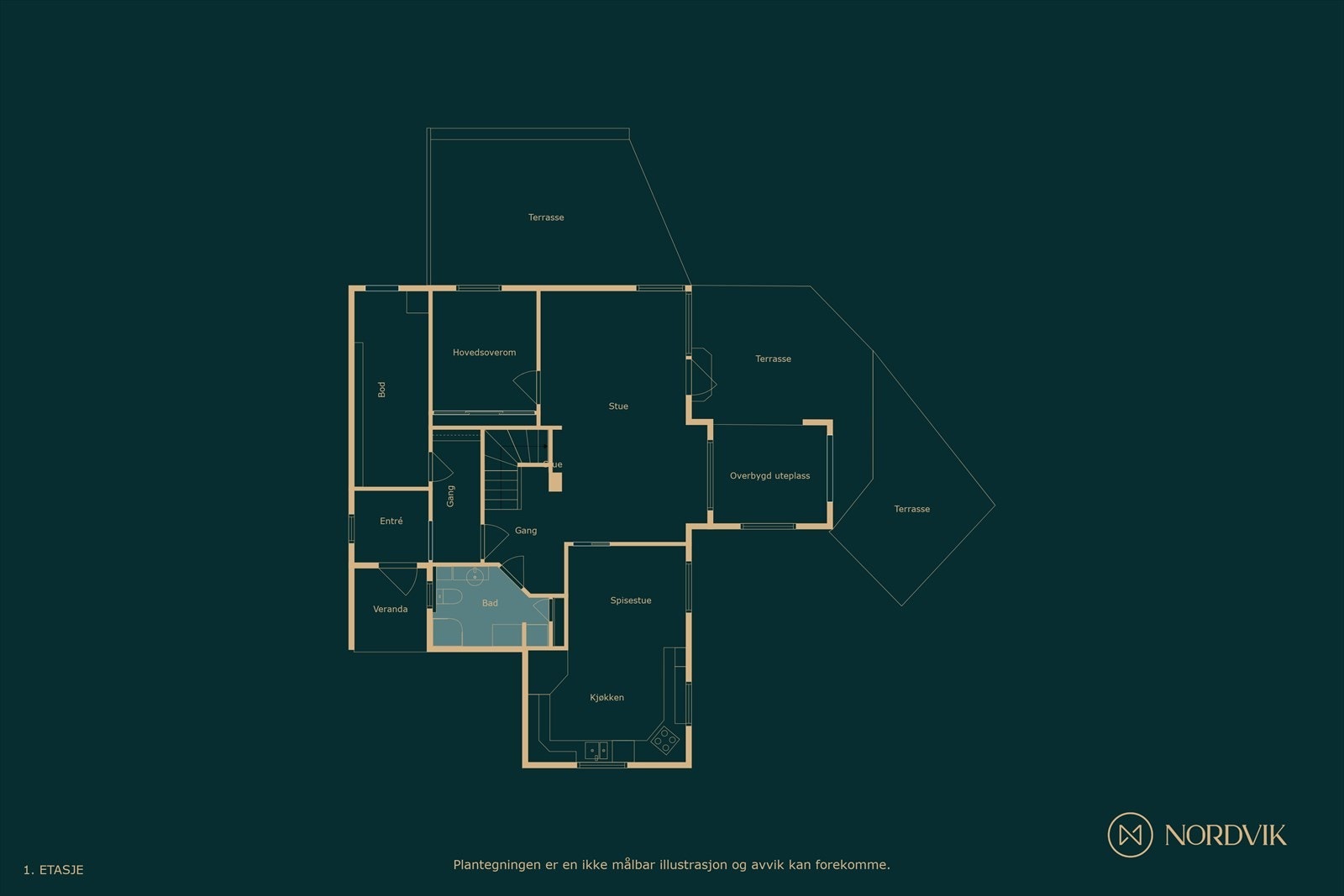 Plantegning 1. etasje Galleribilde