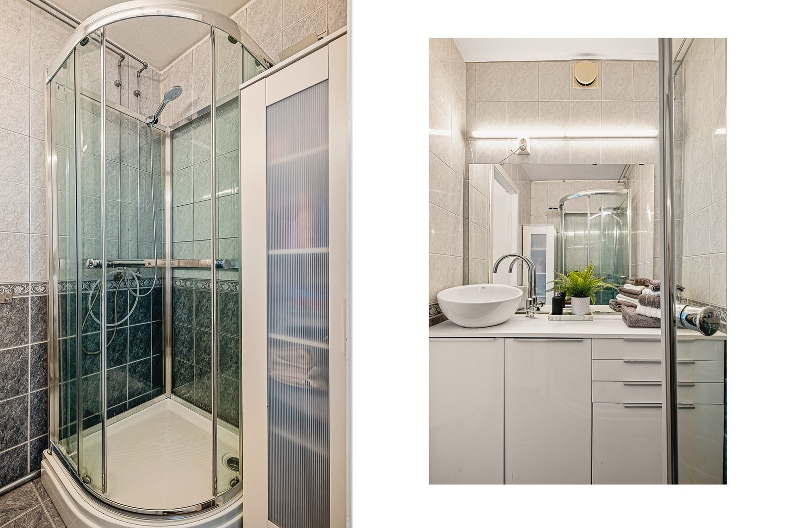 Flislagt bad med varme i gulv Galleribilde