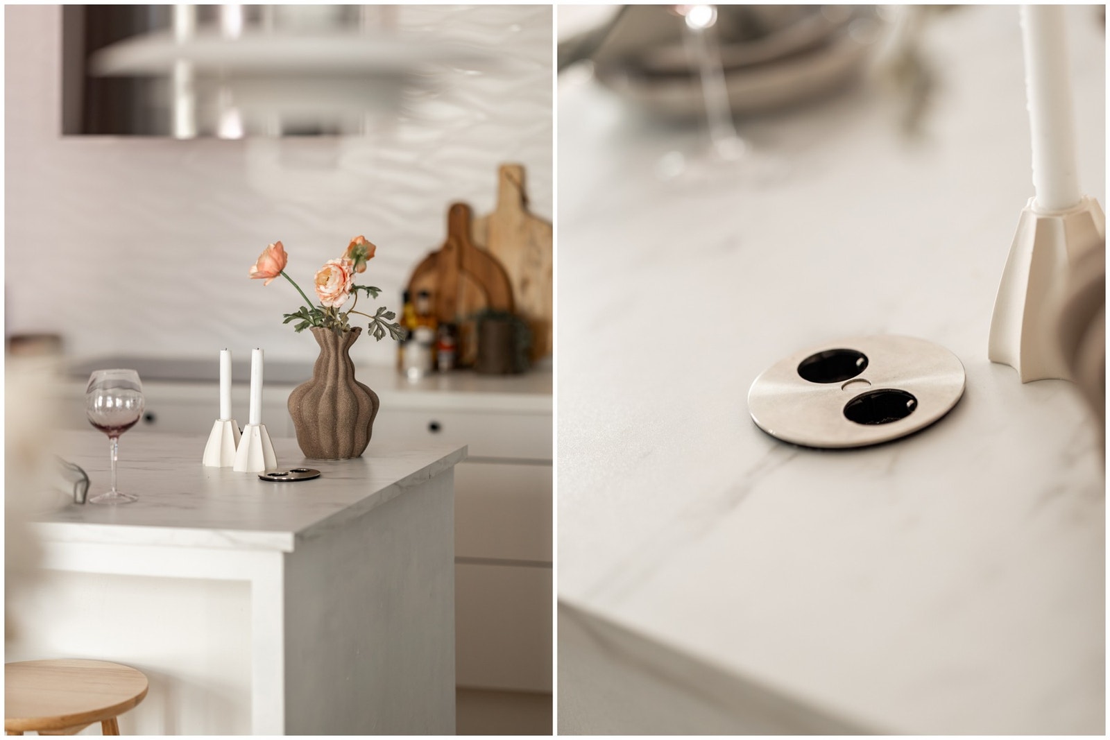 Det er montert en praktisk benkestikk i kjøkkenbenken. Galleribilde