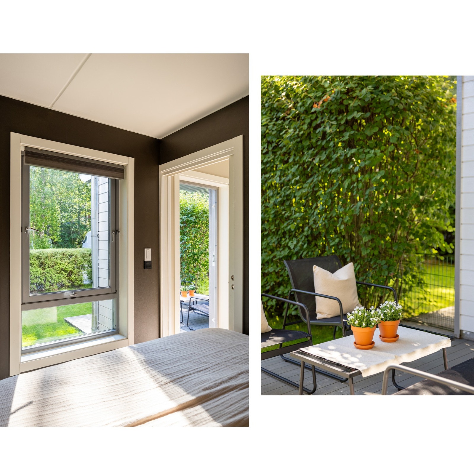 Fra stuen er det direkte adkomst til terrassen og hagen. Galleribilde