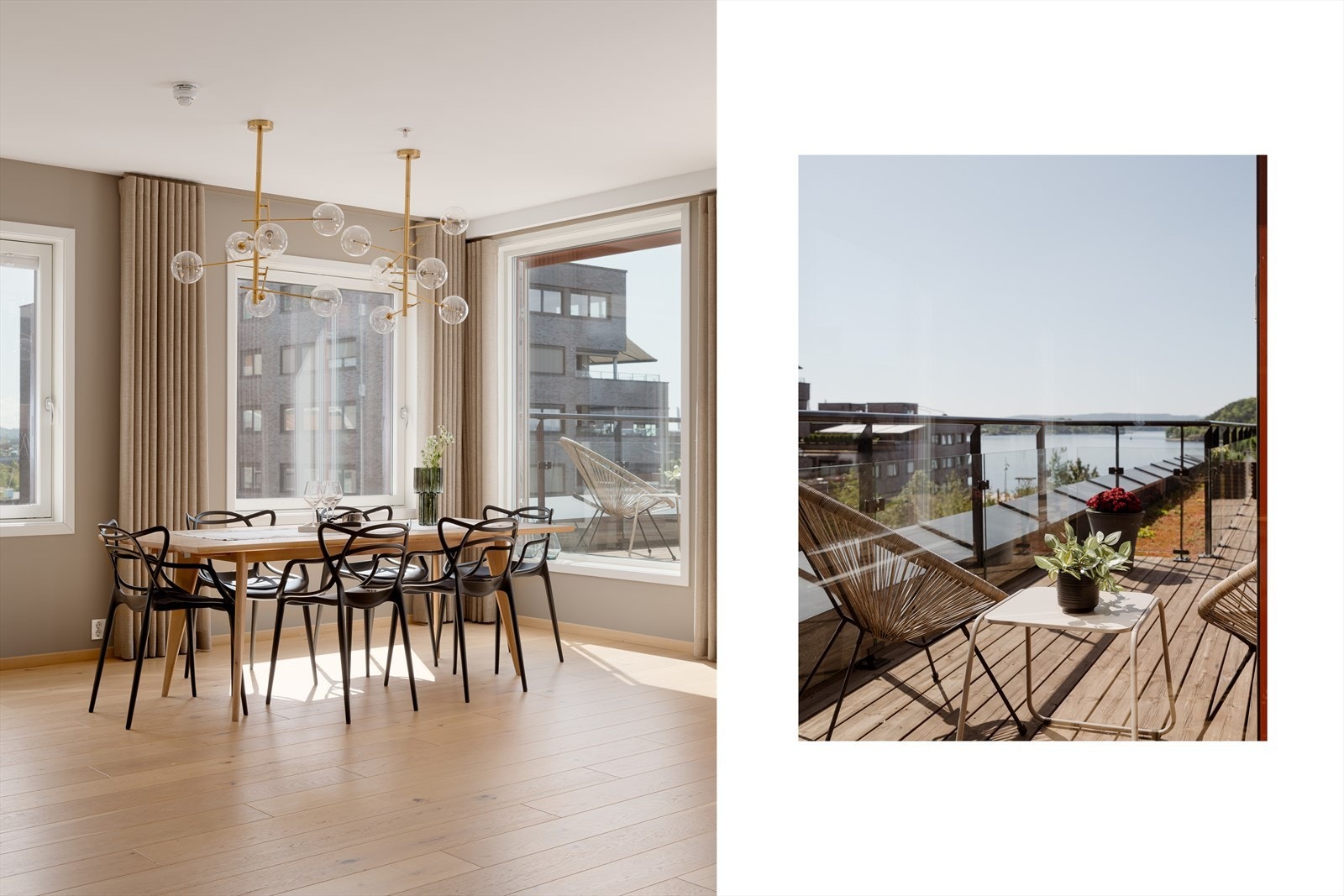 Fra spisebordet har man nydelig utsikt mot fjorden. Galleribilde