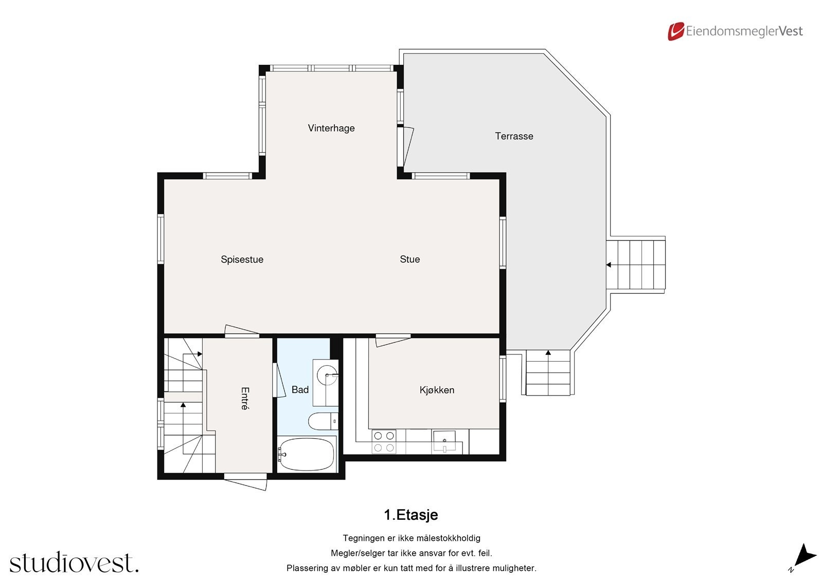 Plantegning 1. etasje Galleribilde