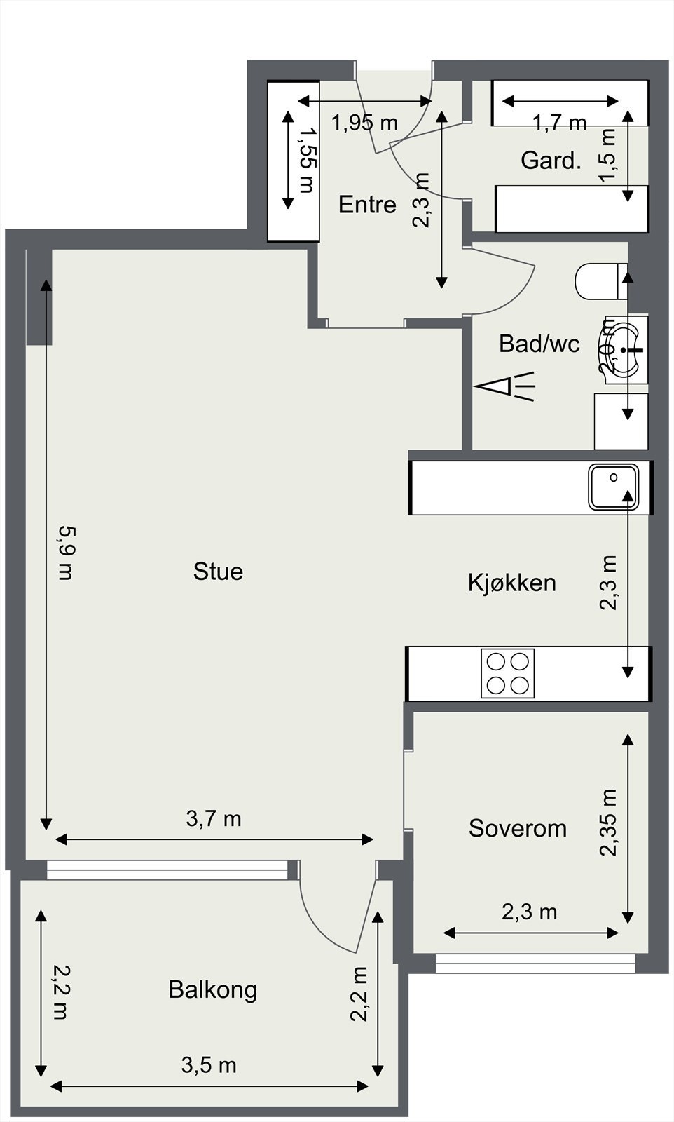Plantegning med mål Galleribilde