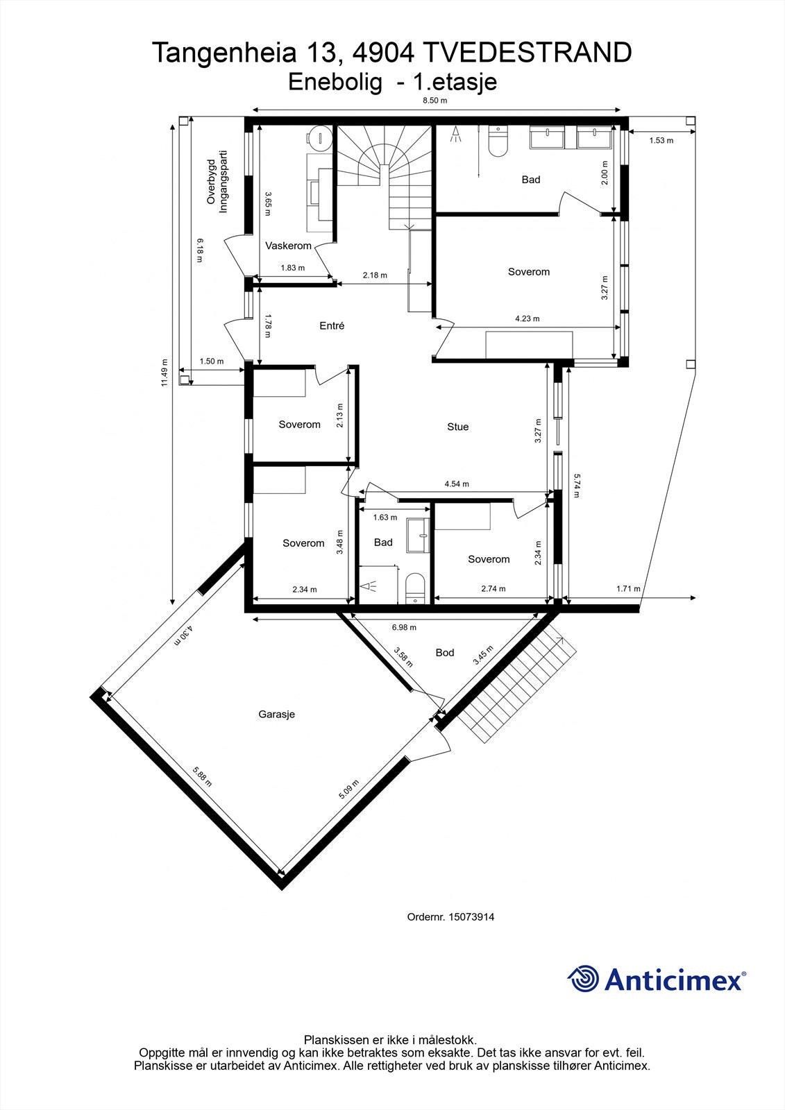 Plantegning-Enebolig - 1.etasje Galleribilde