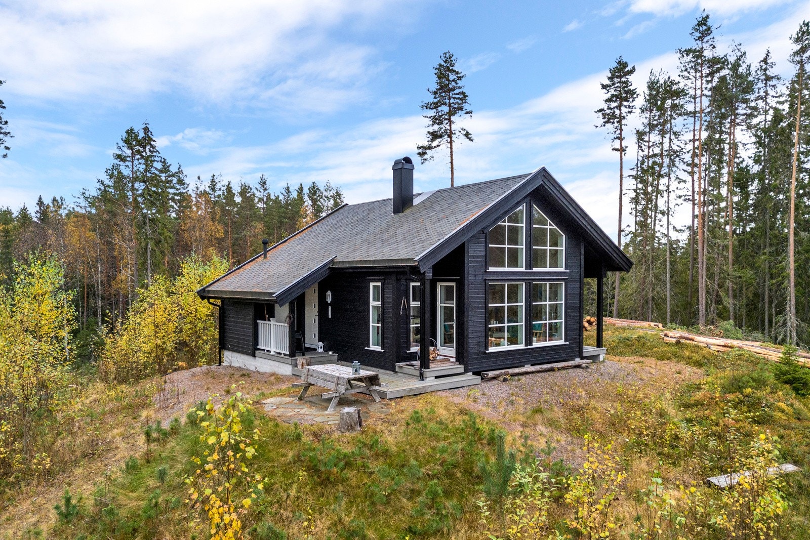 Nordlyshytte type Saga 64 med ett bruksareal på 64 kvm. Galleribilde