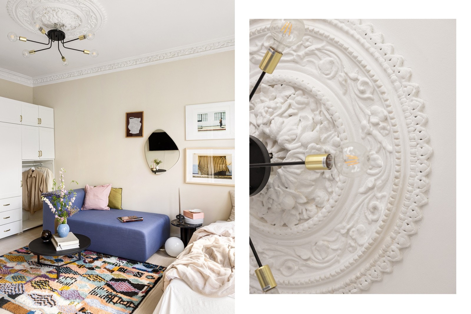 Leiligheten har en rekke klassiske detaljer som stukkatur, rosett, originale heltre gulv og god takhøyde. Galleribilde