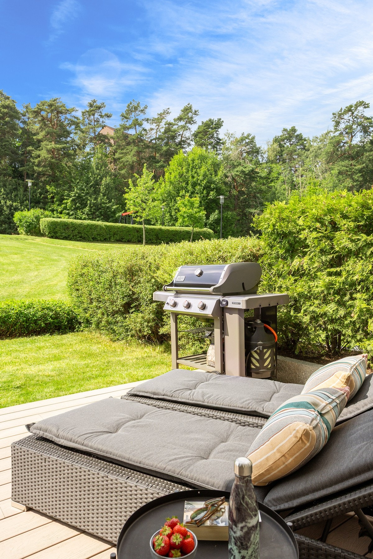 Det er tillatt å plassere elektrisk eller gassgrill på terrassen, perfekt sted å lage middagen utendørs. Galleribilde