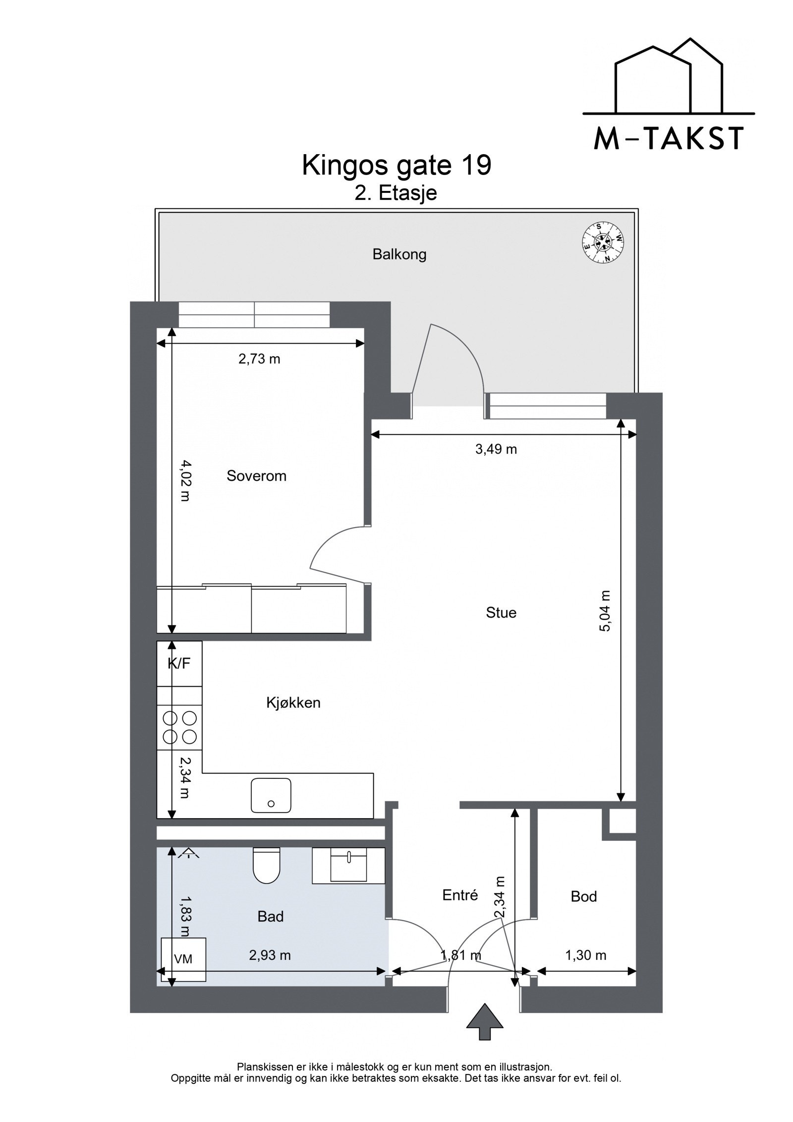 Plantegning - Kingos gate 19 - 2. Etasje Galleribilde