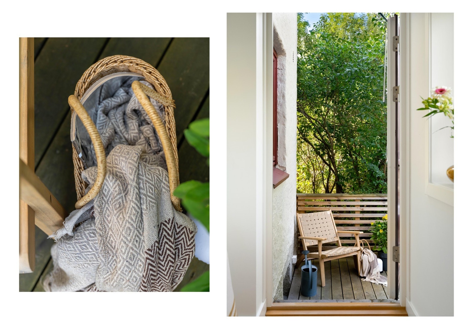 Og for virkelig å få deg til å hyle av fryd knaller vi til med et nærbilde av en kurv på vei ut til terrassen. Galleribilde