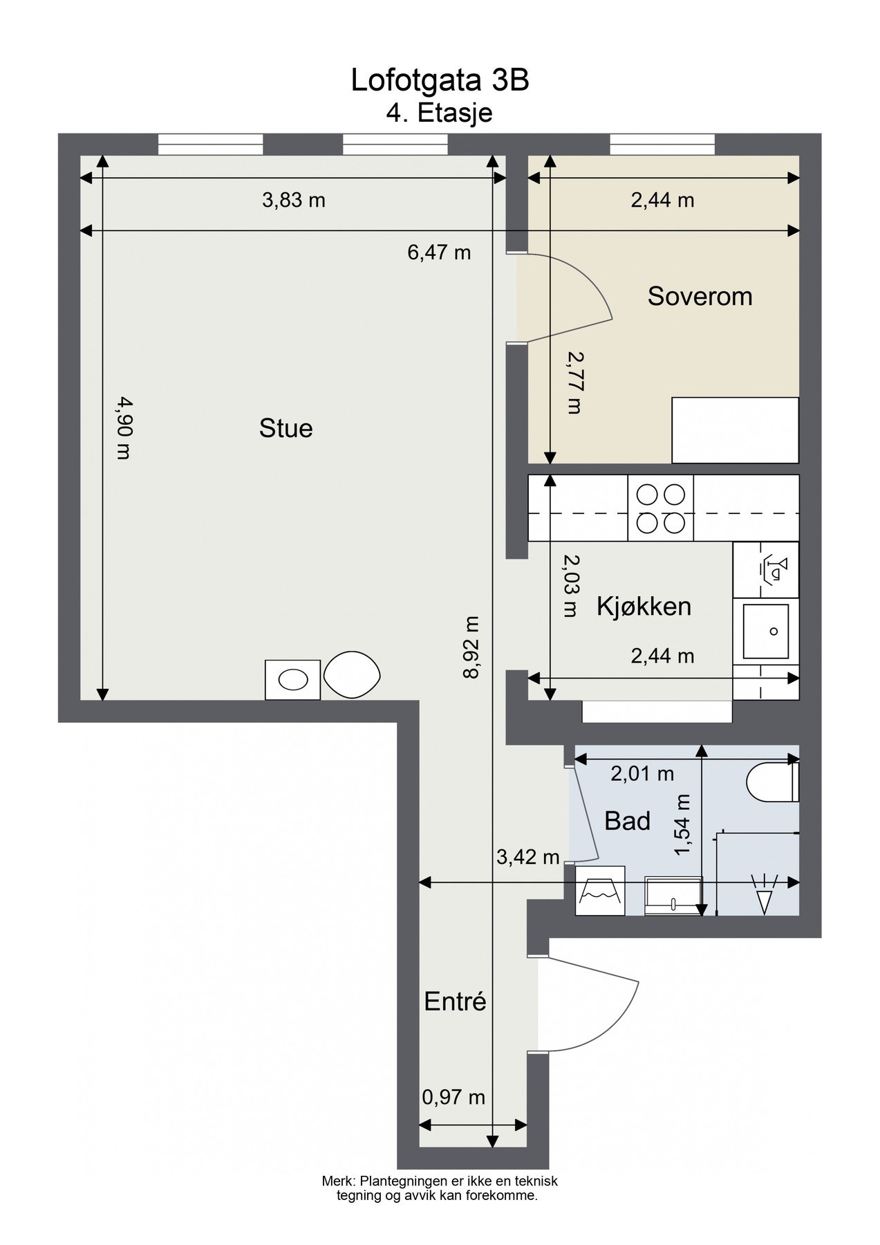 Plantegning. I tillegg medfølger kjellerbod på 7 kvm og bod i gang på 2 kvm. Galleribilde