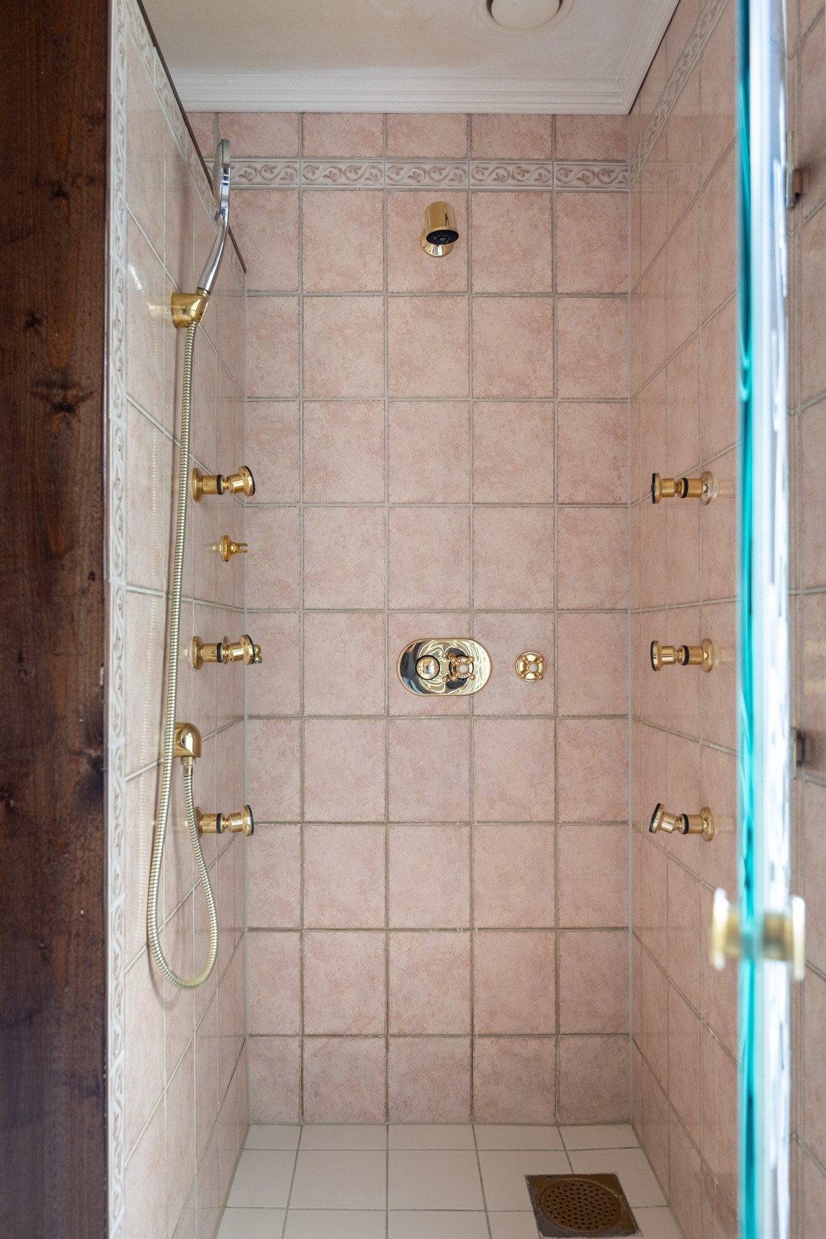 Integrerte massasjedyser, dusjbatteri, regndusj og hånddusj. Galleribilde