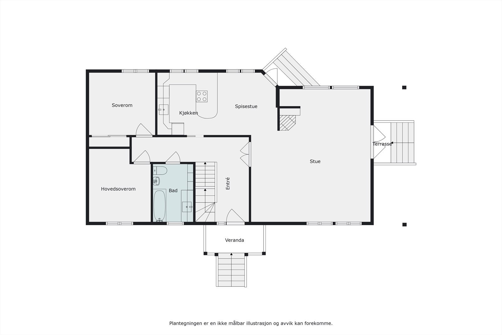 Plantegning hovedetasje. Galleribilde