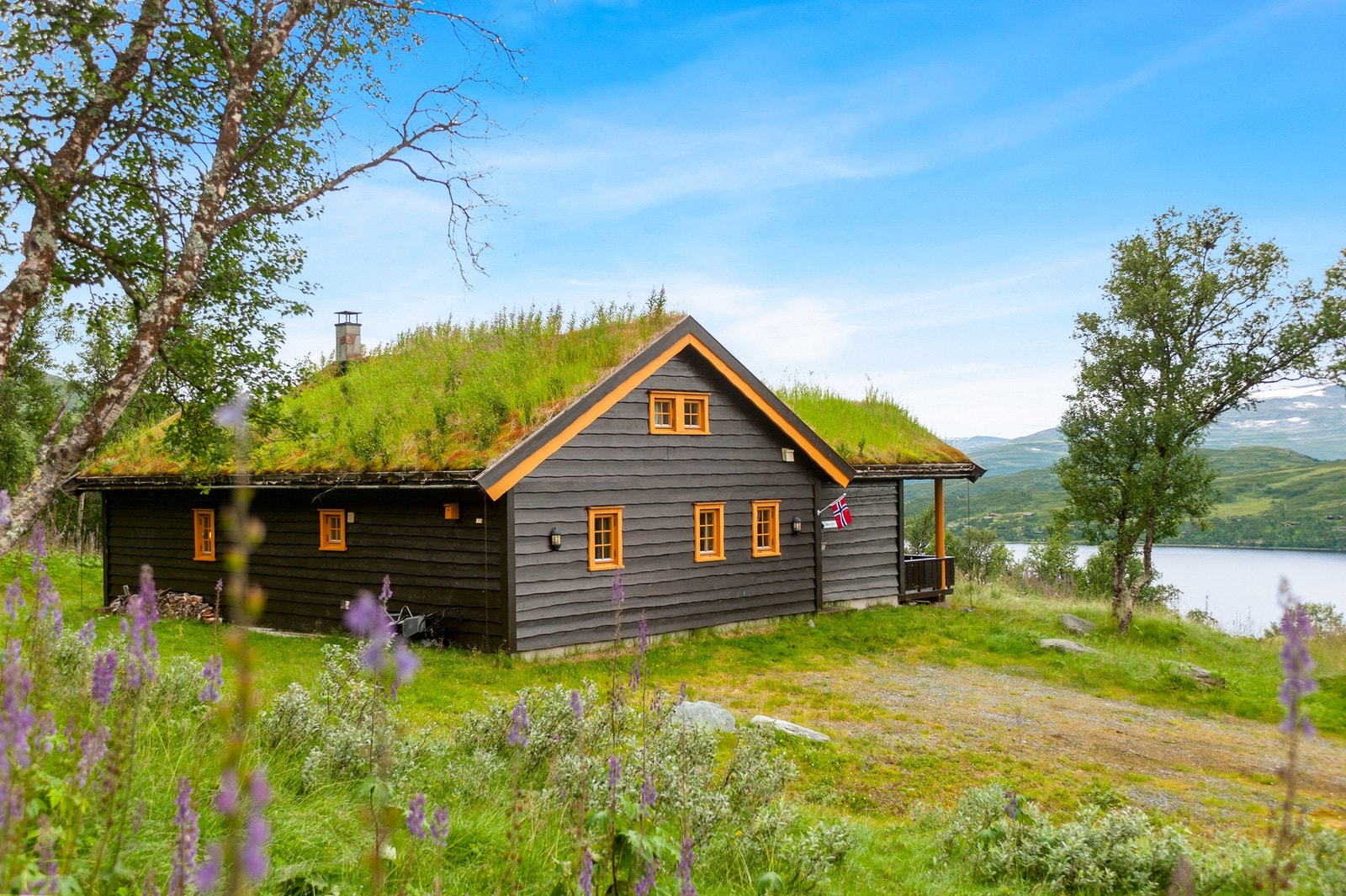 Fra hytten har man en strålende utsikt mot Skarvatnet. Galleribilde