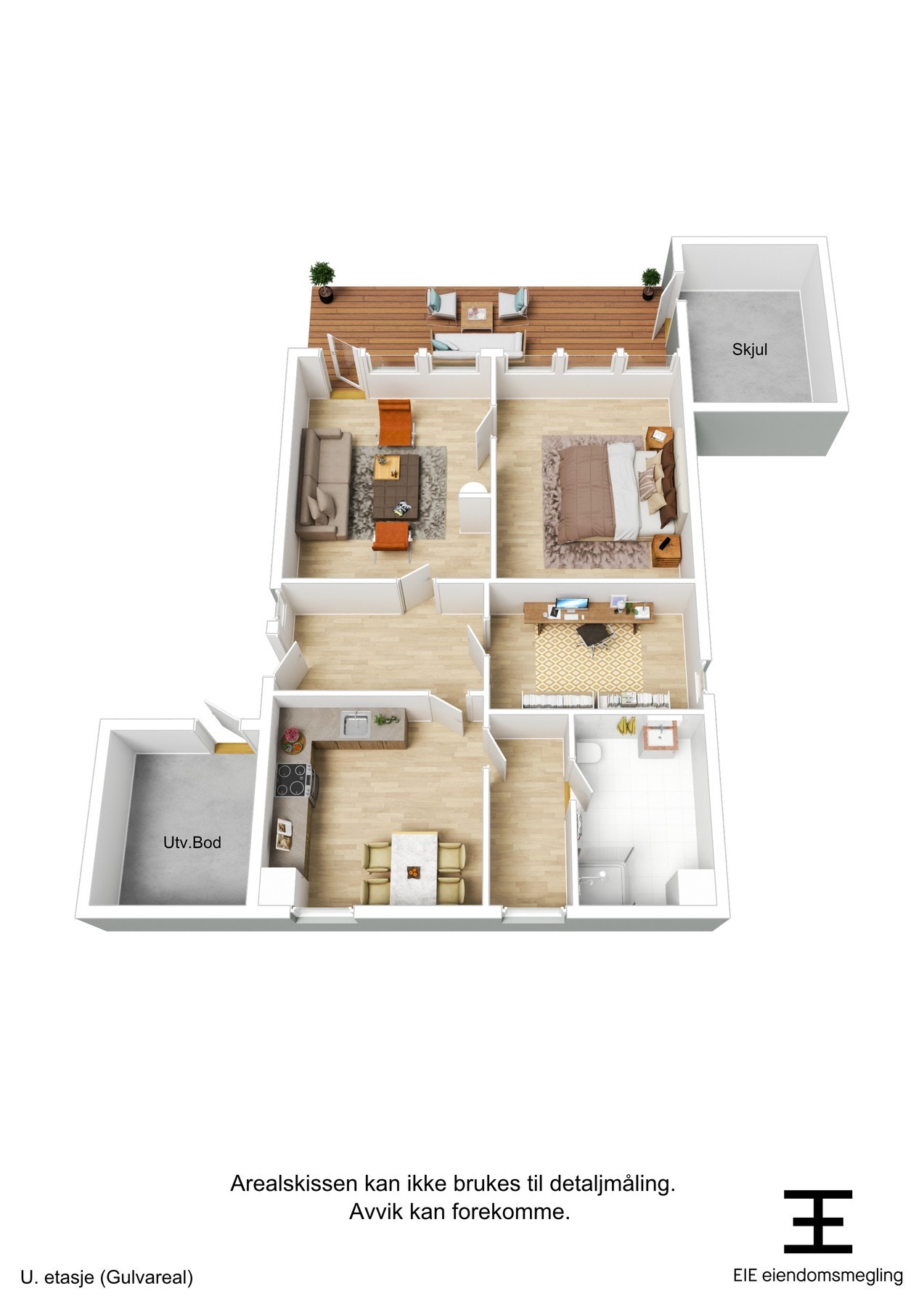 3D-plantegning av underetasjen. Galleribilde