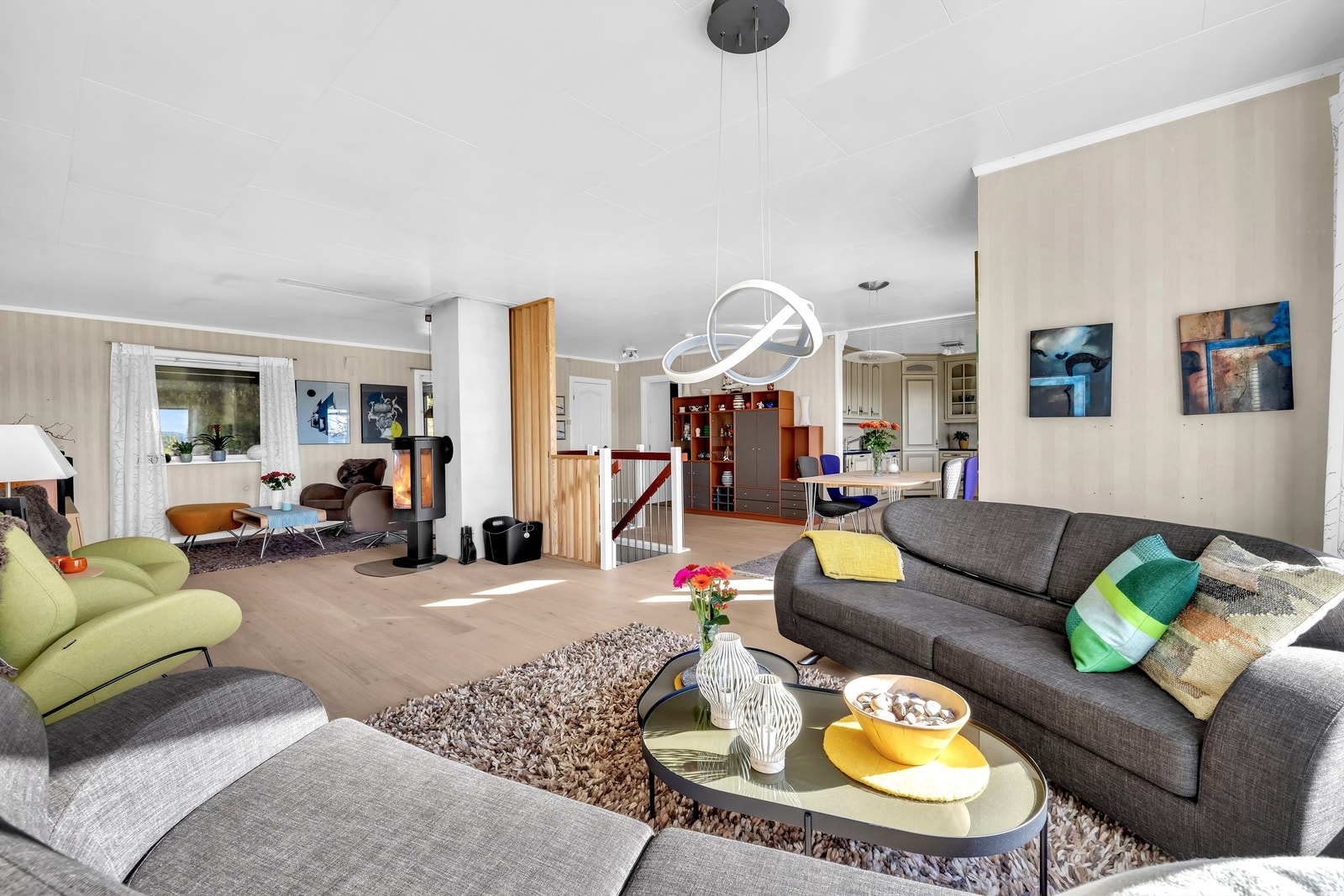 Den delen av stuen hvor TV-en står, var opprinnelig et soverom. Galleribilde