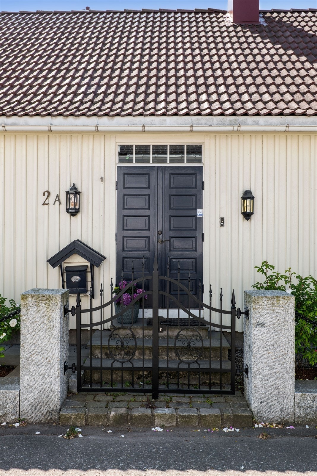 Flott inngangsparti med tofløyet inngangsdør. Galleribilde