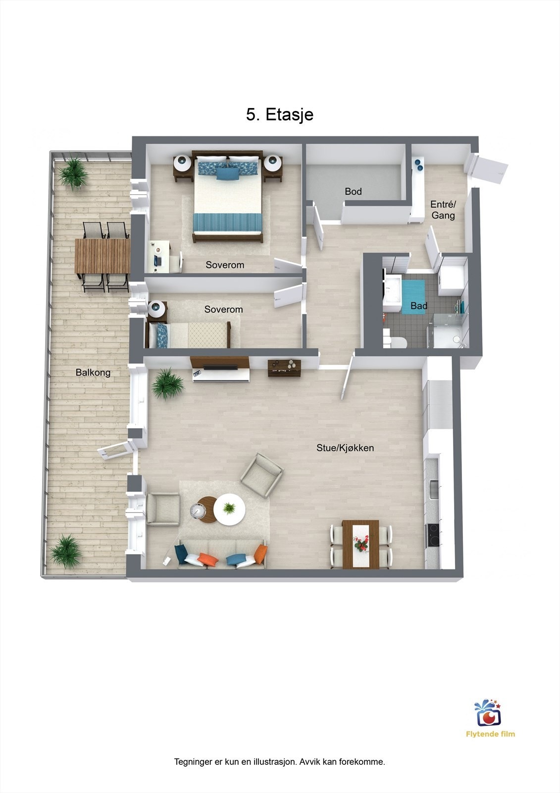 3D plantegning Galleribilde