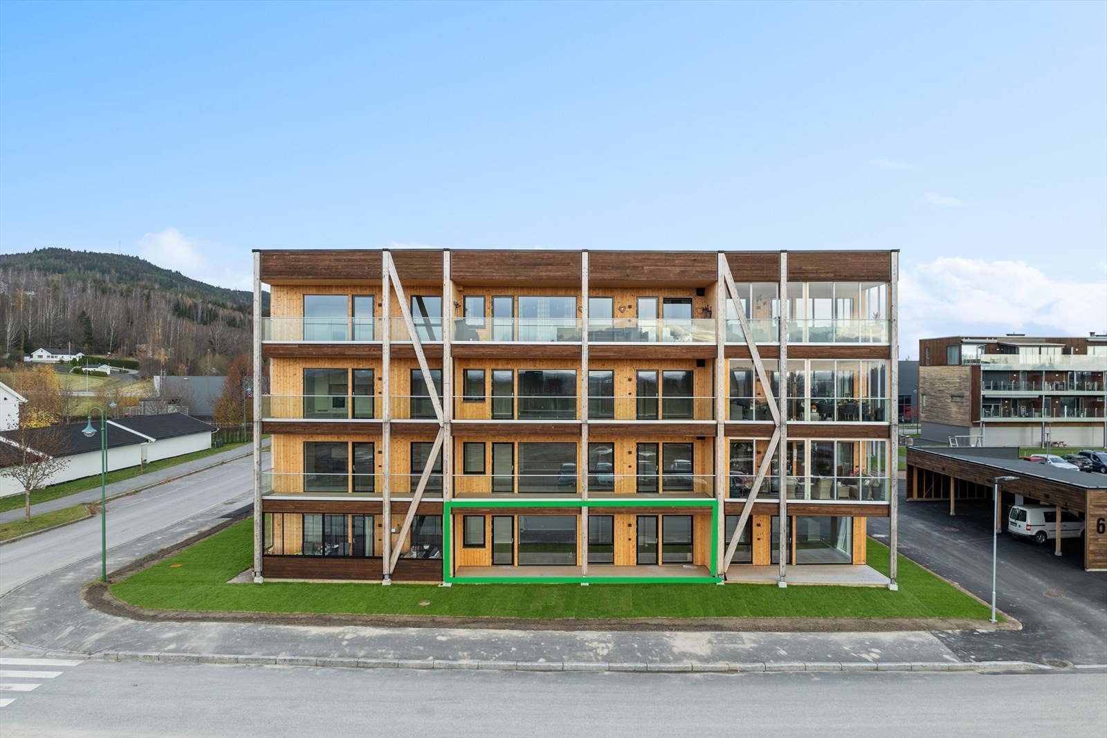 3-roms leilighet med overbygget terrasse på 25 kvm. Galleribilde