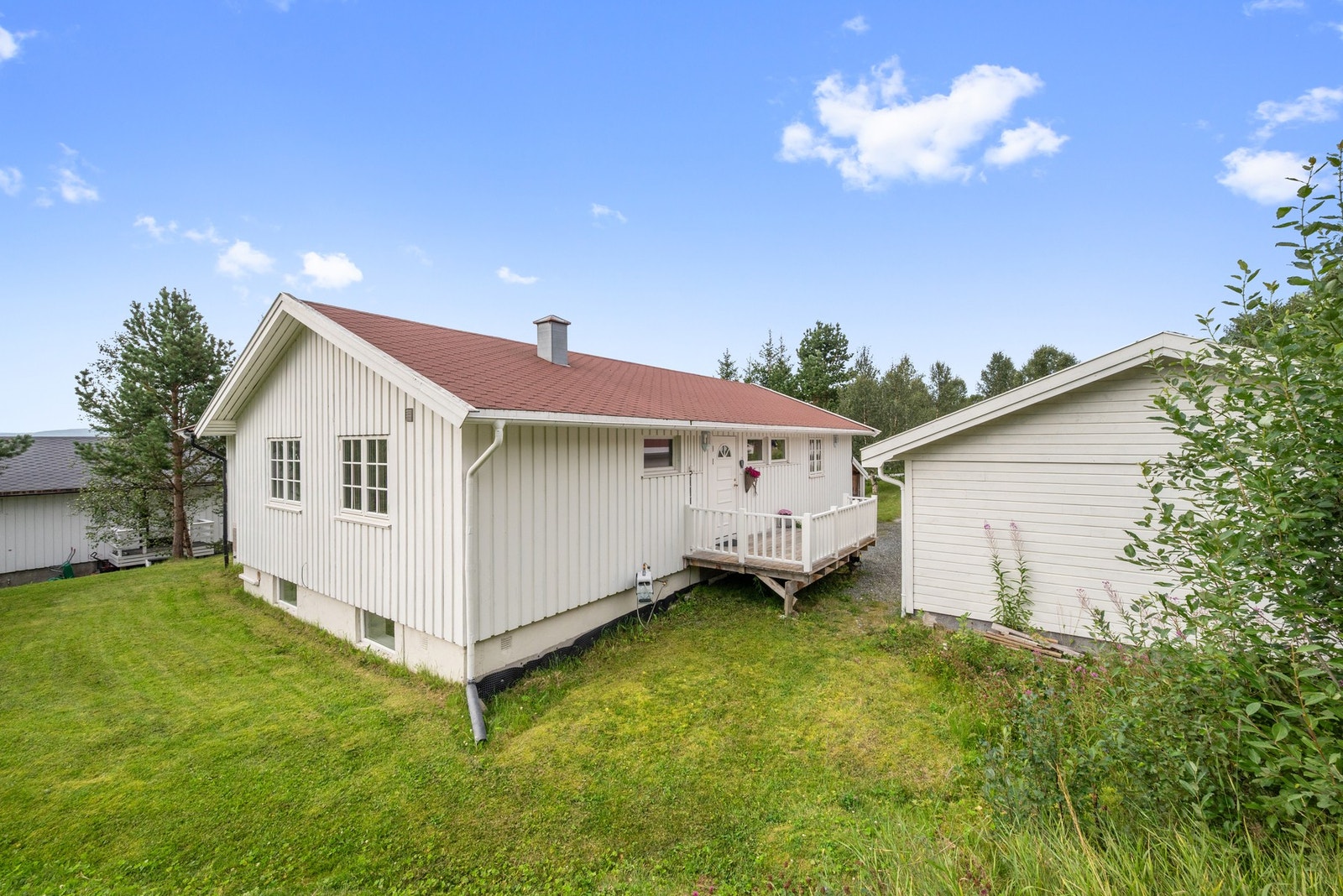 Eiendommen ligger tilbaketrukket, men sentralt på Røros. Området består av boligbebyggelse. Galleribilde