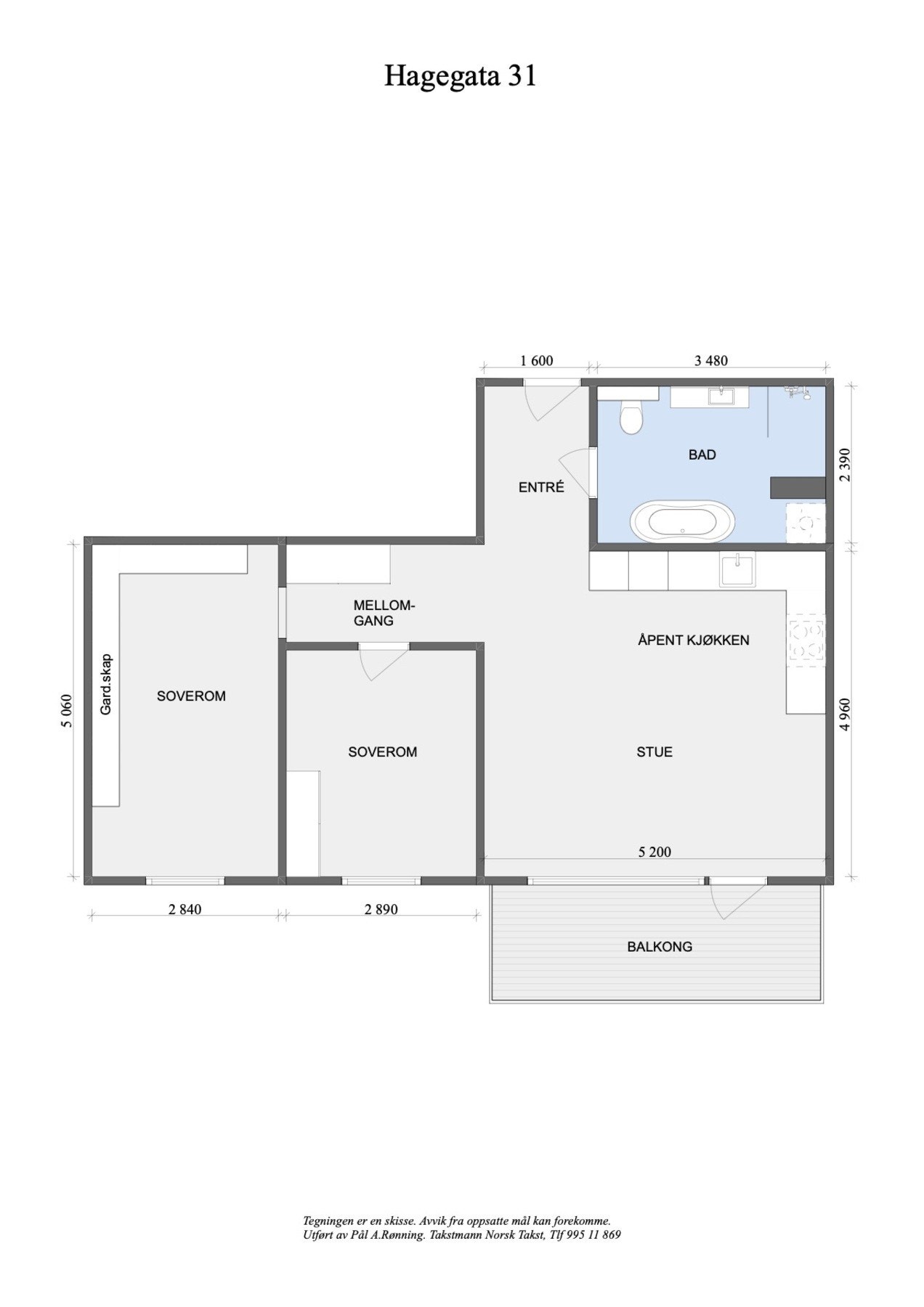 Målsatt planskisse Galleribilde