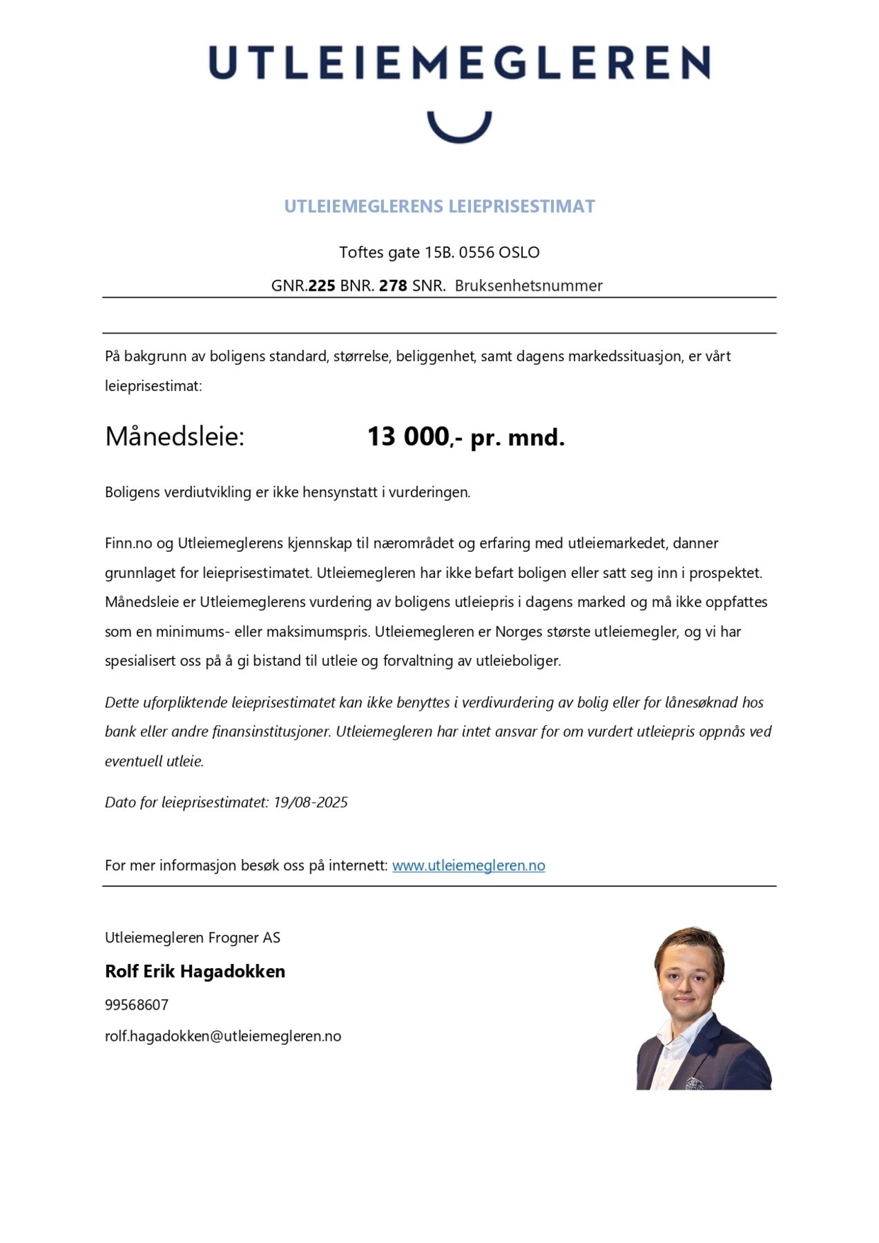Utleievurdering av hybelen fra Utleiemegleren. Galleribilde