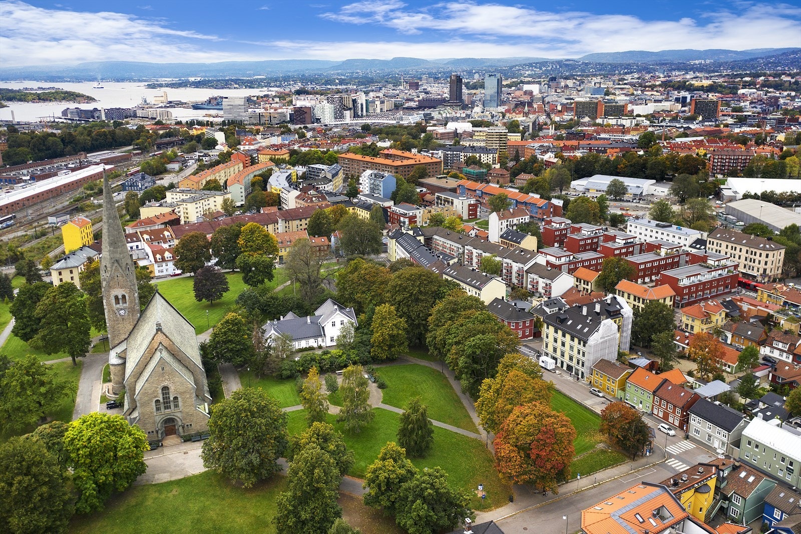 Oversiktsbilde av området. Her bor du rolig og tilbaketrukket til med kort vei til Vålerenga, Kampen og Sentrum. Galleribilde