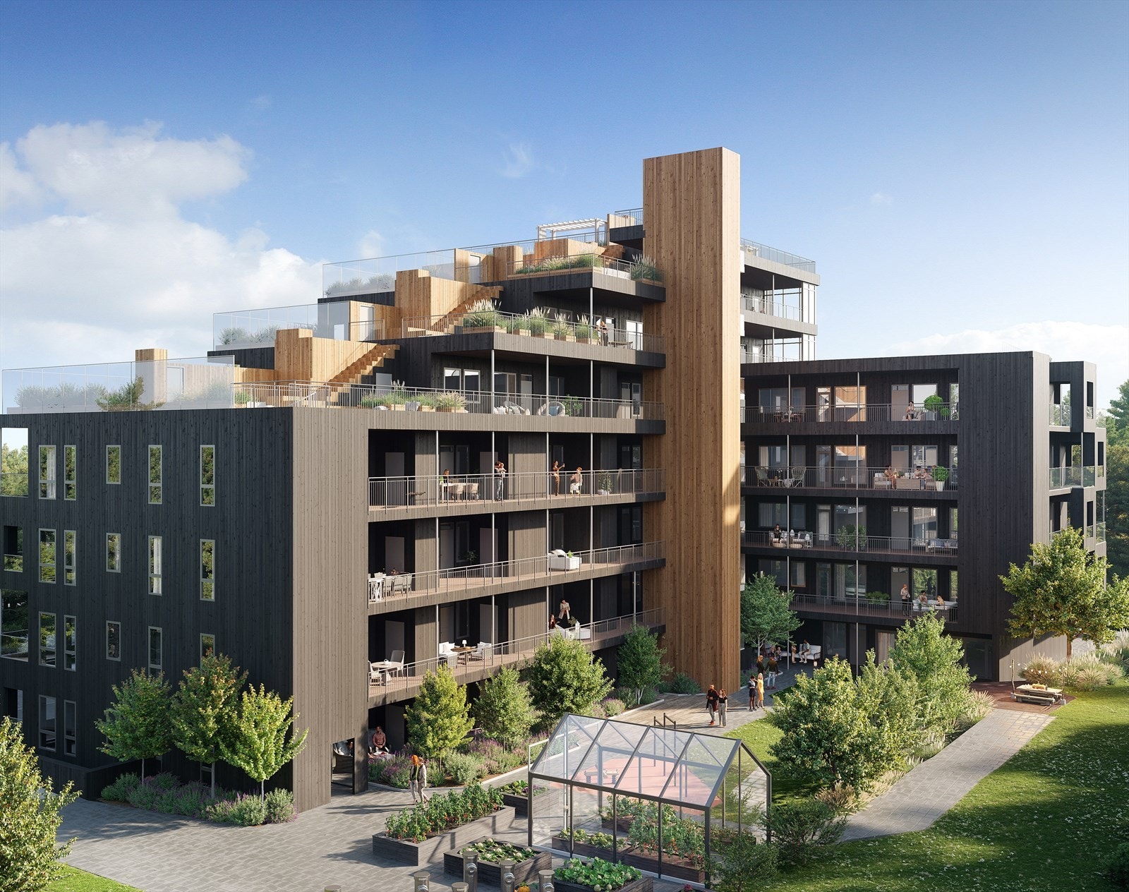 Leiligheten har parkeringsplass klargjort for elbillader i felles, lukket garasjekjeller. I tillegg har sameiet kvaliteter som forsamlingslokale, besøkshybel, verksted og stor takterrasse (Illustrasjonsbilde - avvik vil forekomme) Galleribilde