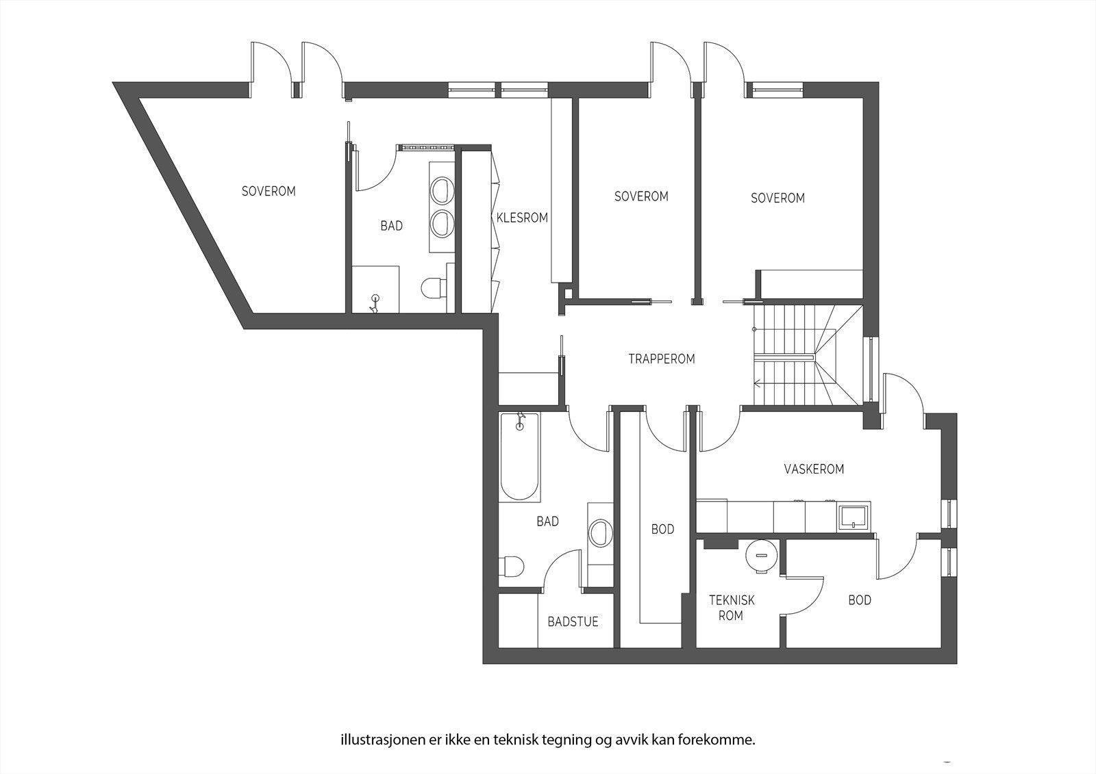 Planløsning underetasje. Galleribilde