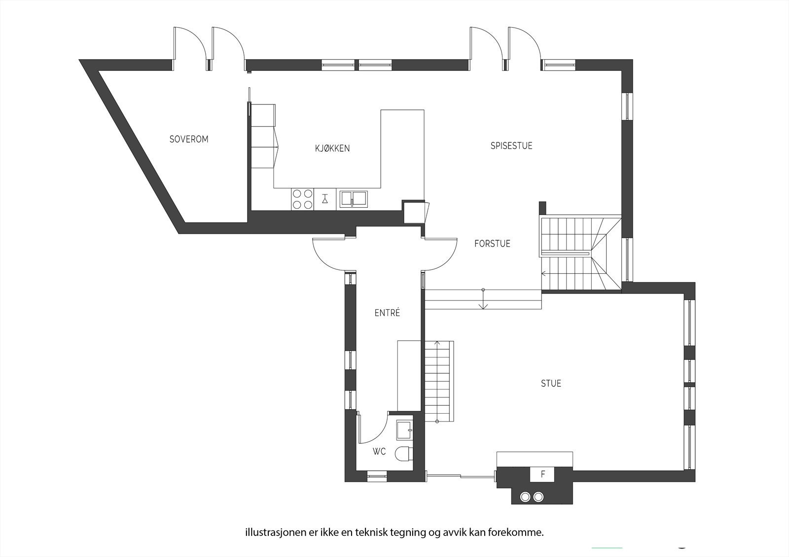 Planløsning 1.etg Galleribilde