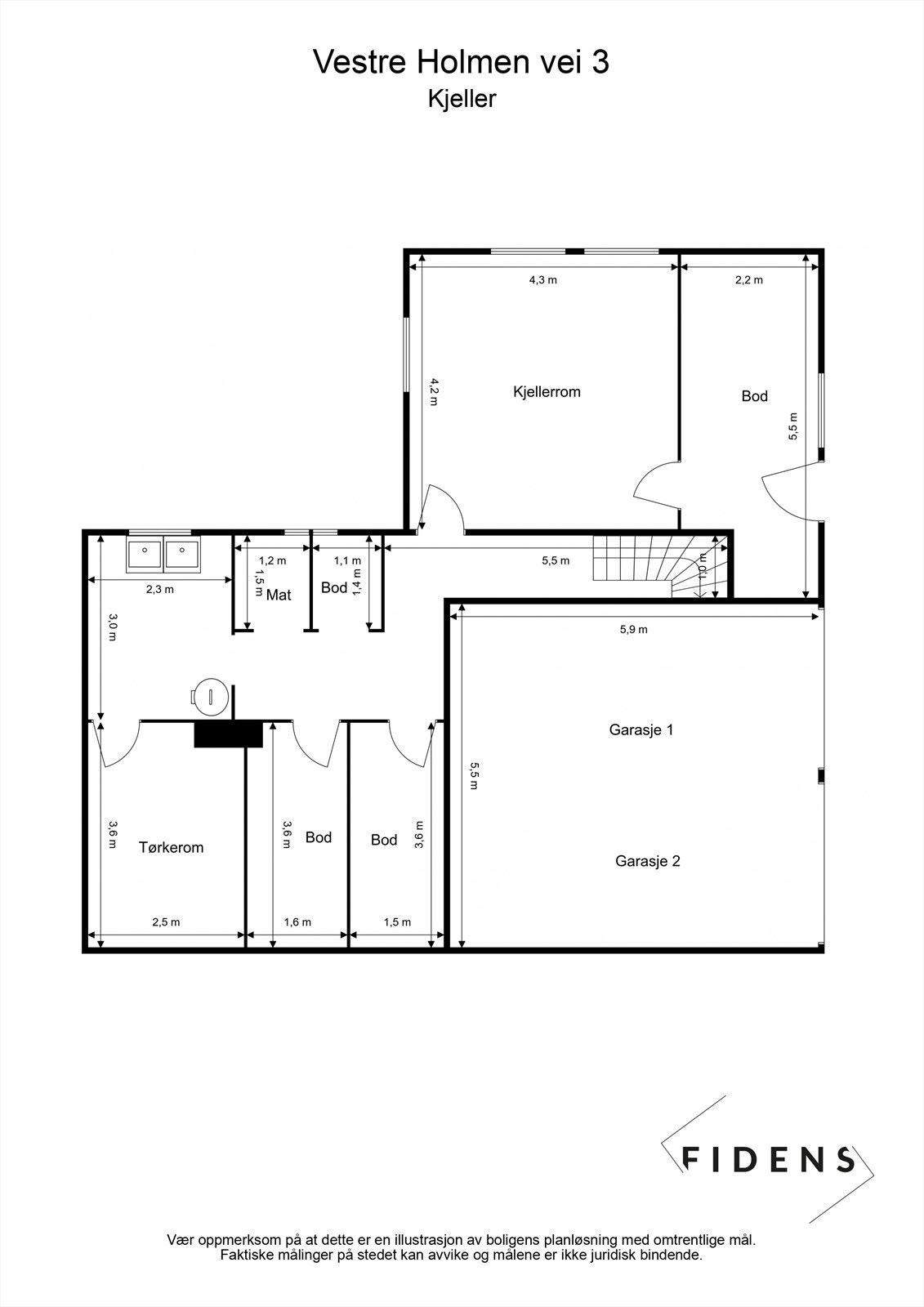 Kjeller: Gang, kjellerstue, vaskerom og diverse boder. Garasje. Galleribilde