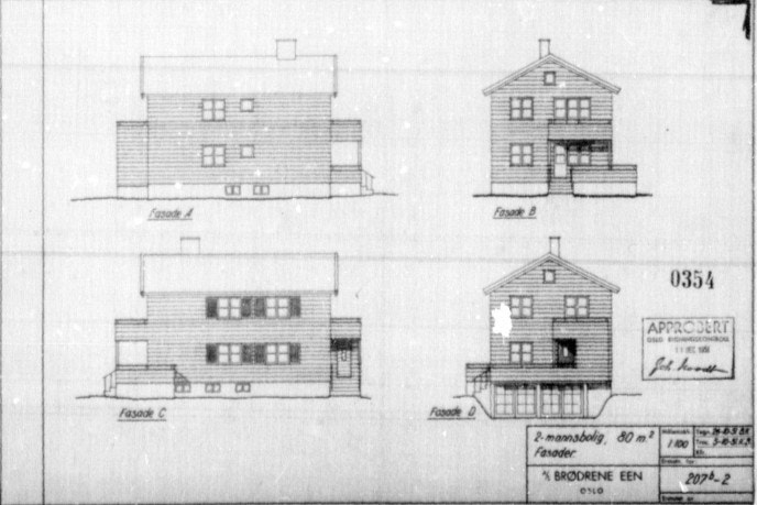 Opprinnelig tegning av huset. Galleribilde