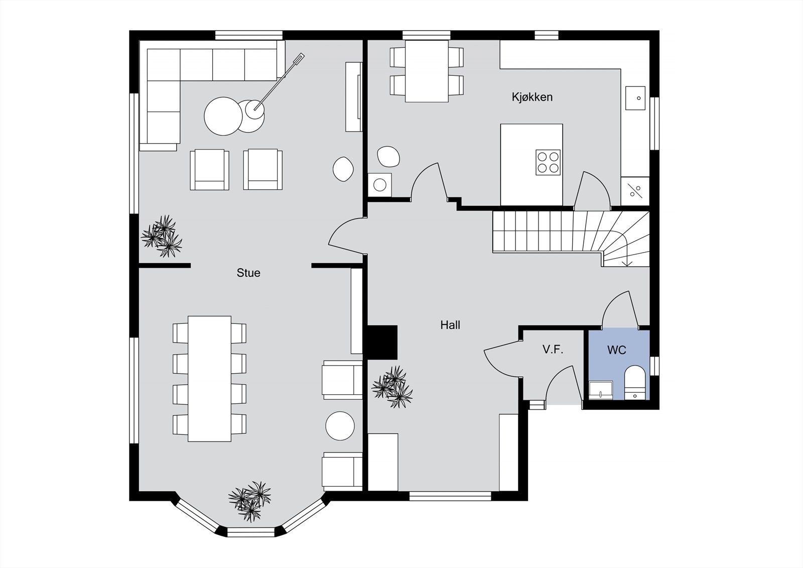 Plantegning 1. etasje/hovedetasje. Galleribilde