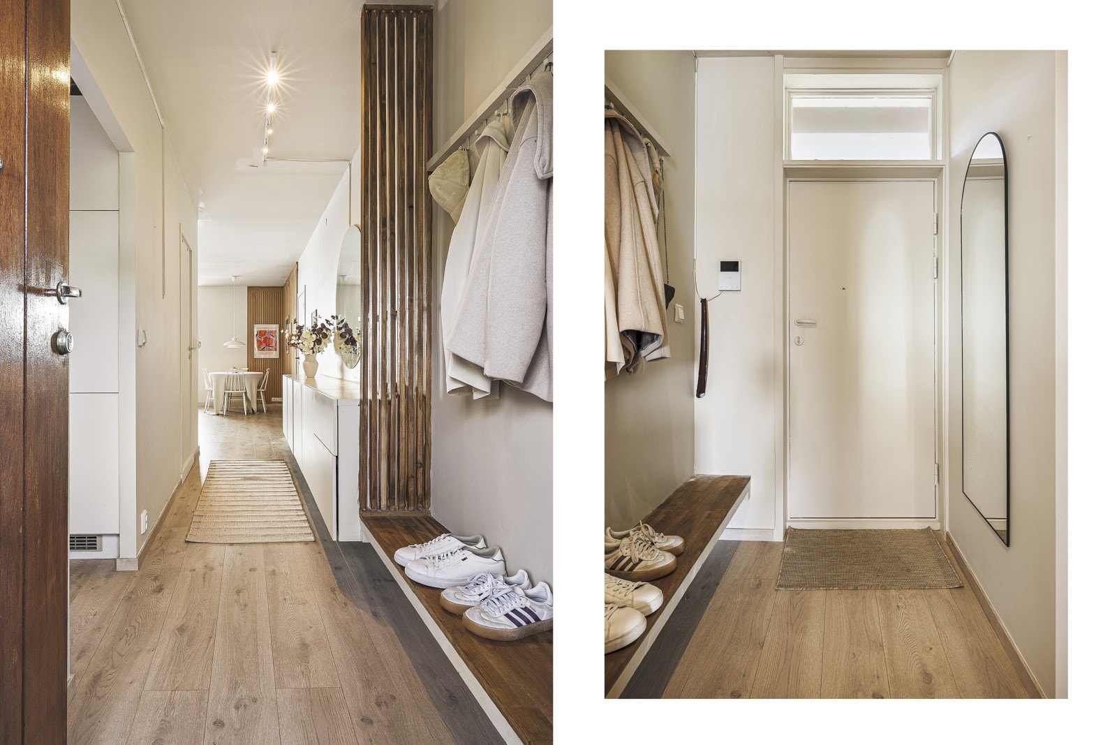 - Det første du møter er en hyggelig entré med oppheng og skohylle - Galleribilde