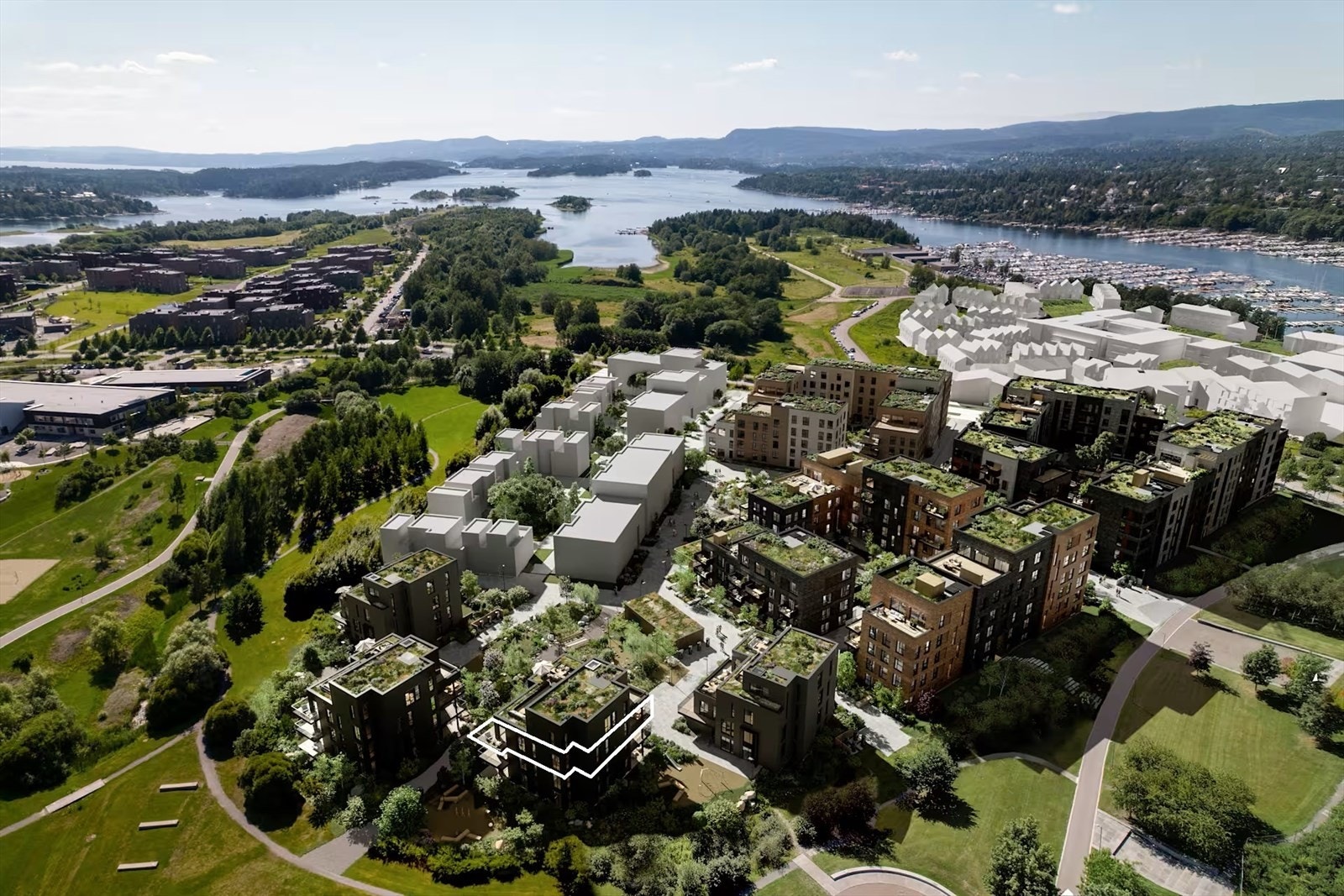 Oversiktsbilde animert, boligen markert i hvitt Galleribilde